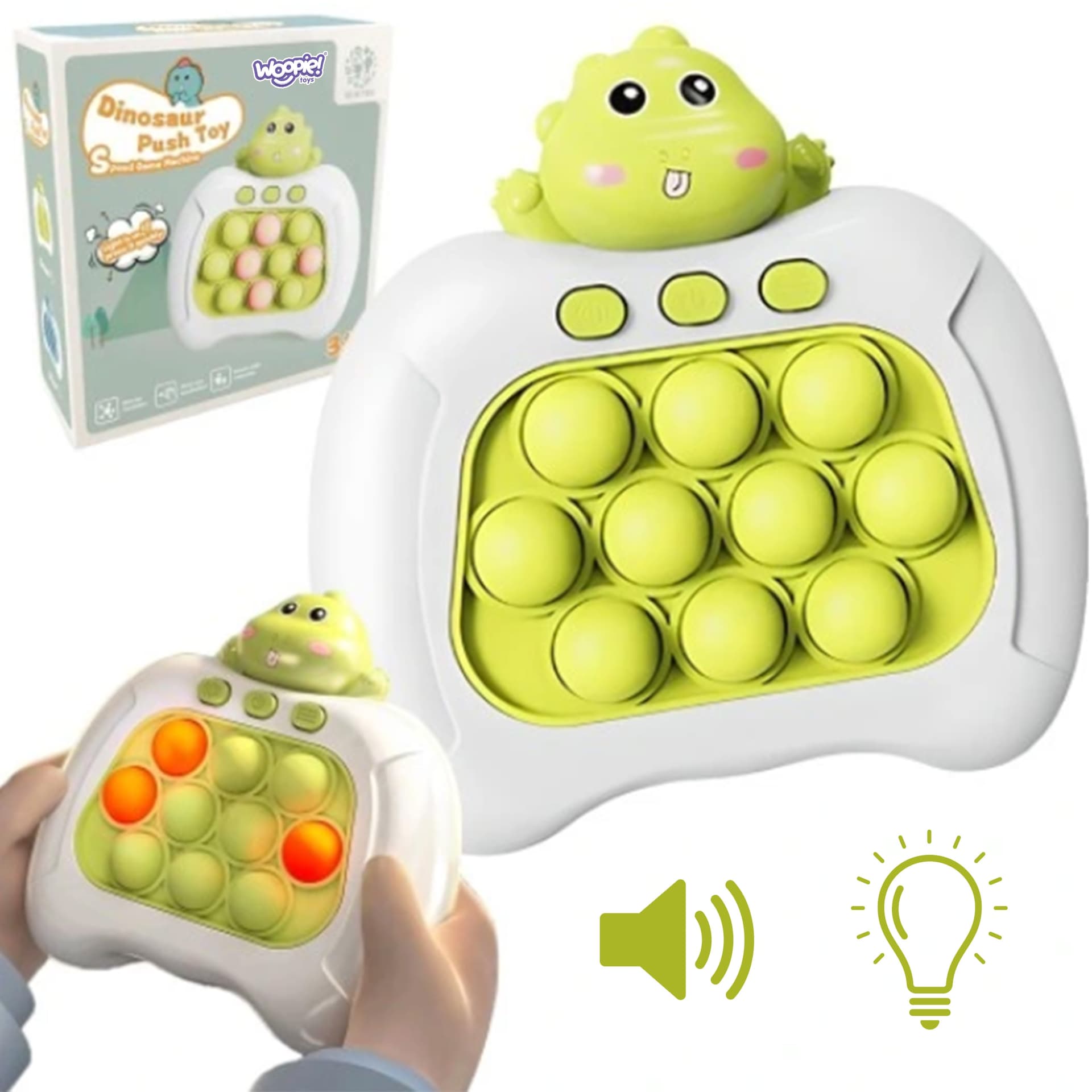 

WOOPIE Gra POP IT Elektryczna Antystresowa Zręcznościowa Dinozaur Zielony