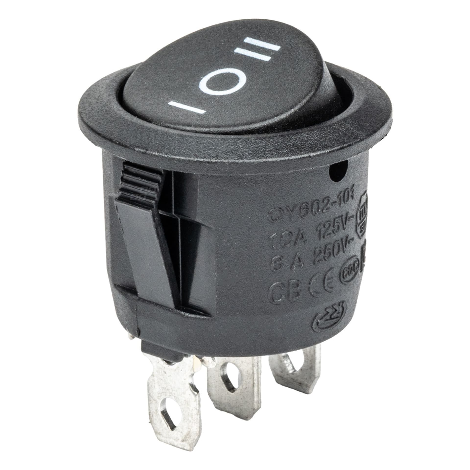 

Włącznik czarny okrągły 12/230v bu03 amio-02463
