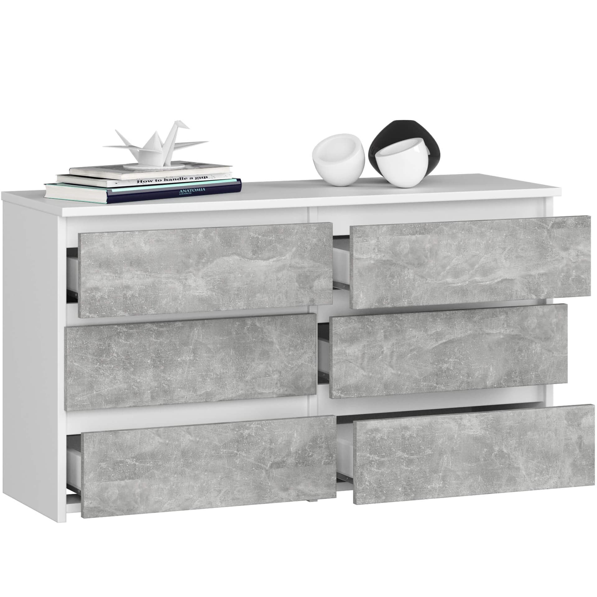 

KOMODA CL100 6SZ BIAŁA / BETON