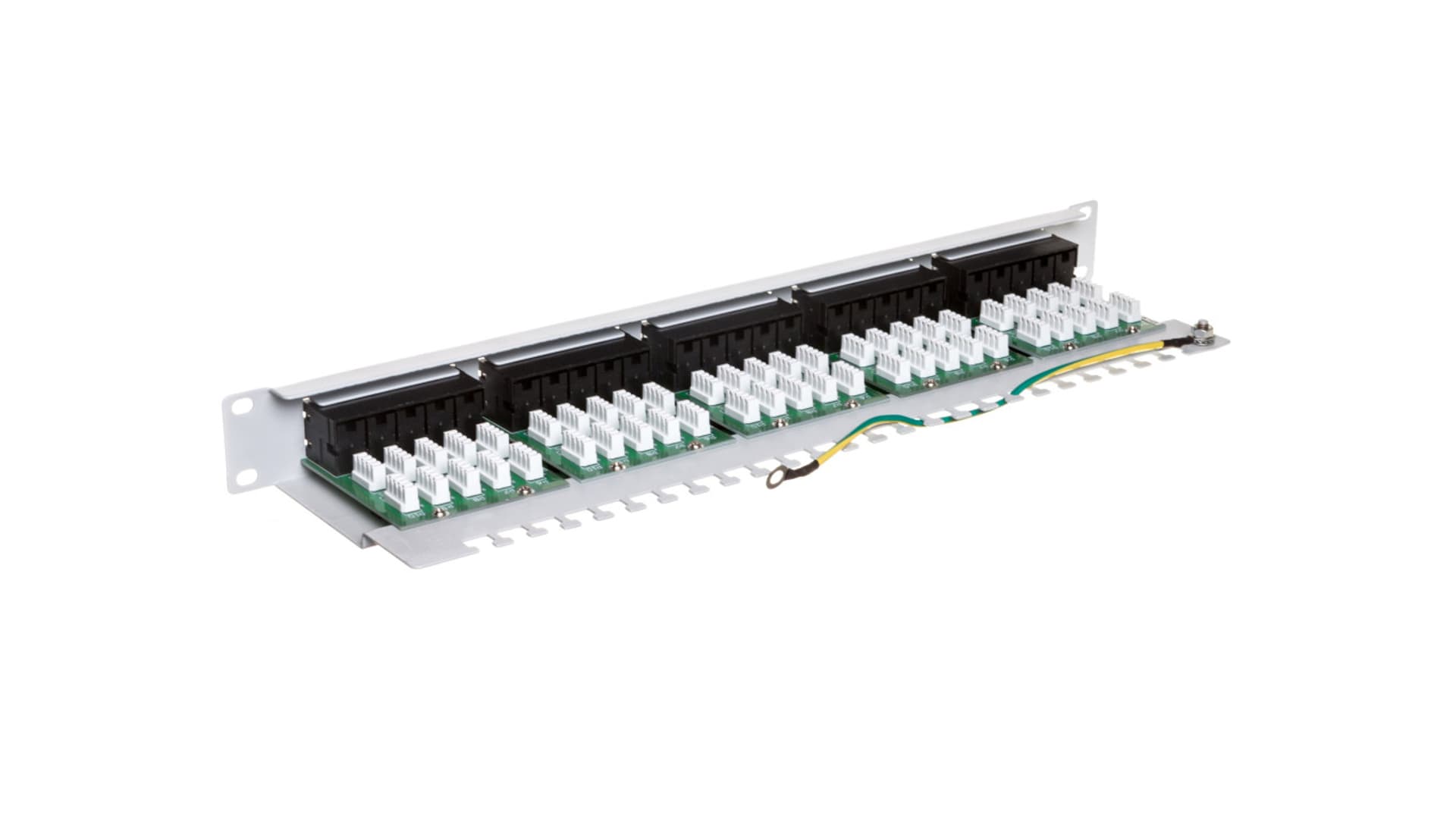 

Patch panel telefoniczny ISDN 19cali 50xRJ45 U/UTP kat.3 1U szary DN-91350-1