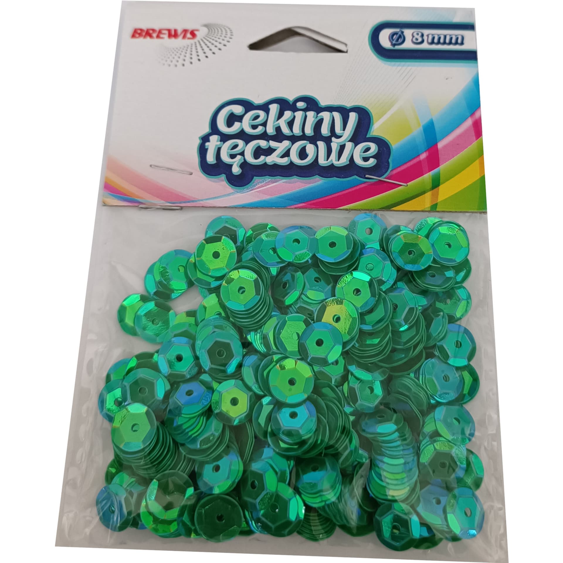 

Cekiny tęczowe 8mm zielone pastel T100 BREWIS