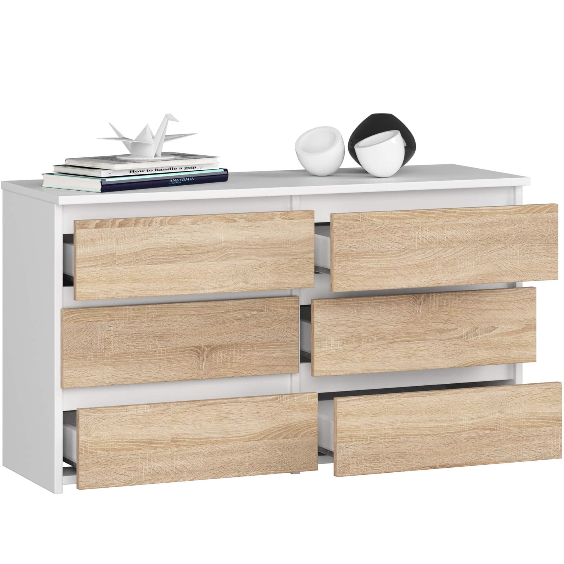 

KOMODA CL100 6SZ BIAŁA / DĄB SONOMA