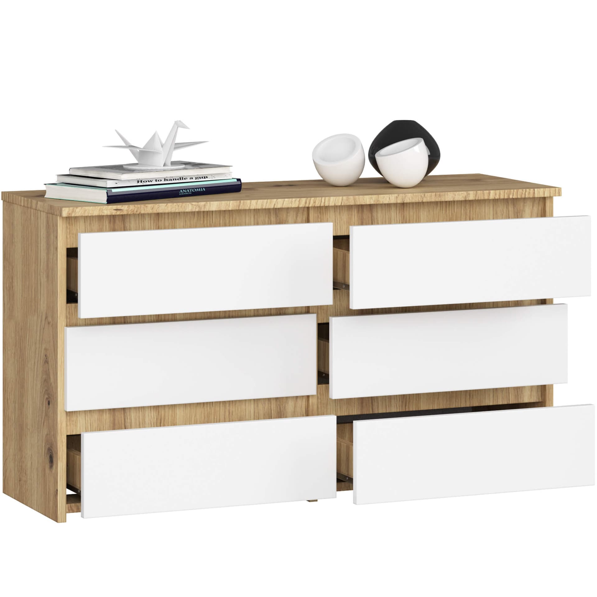 

KOMODA CL100 6SZ DĄB ARTISAN / BIAŁA