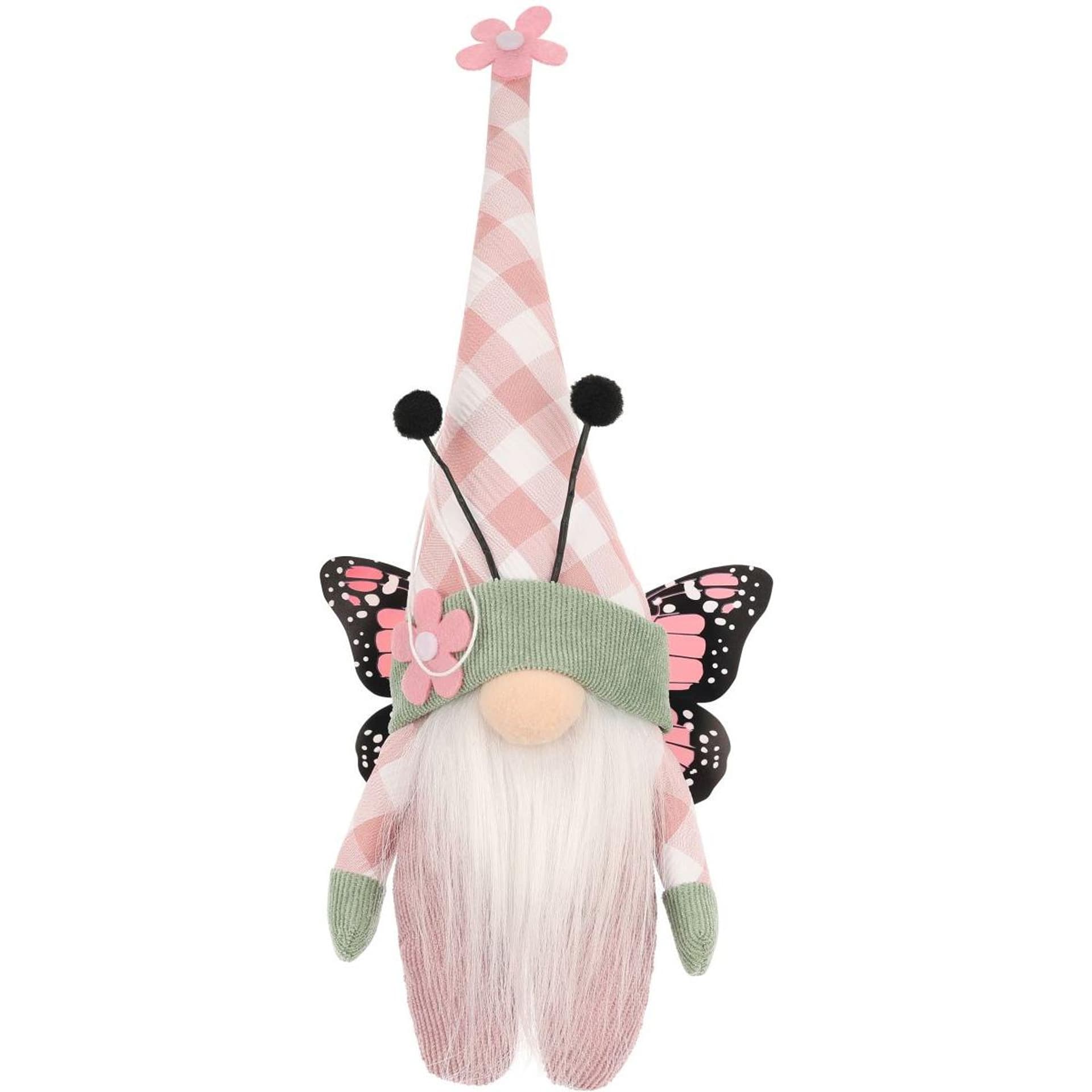 

SKRZAT GNOM MOTYL RÓŻOWY 25CM DEKORACJA WIOSENNA
