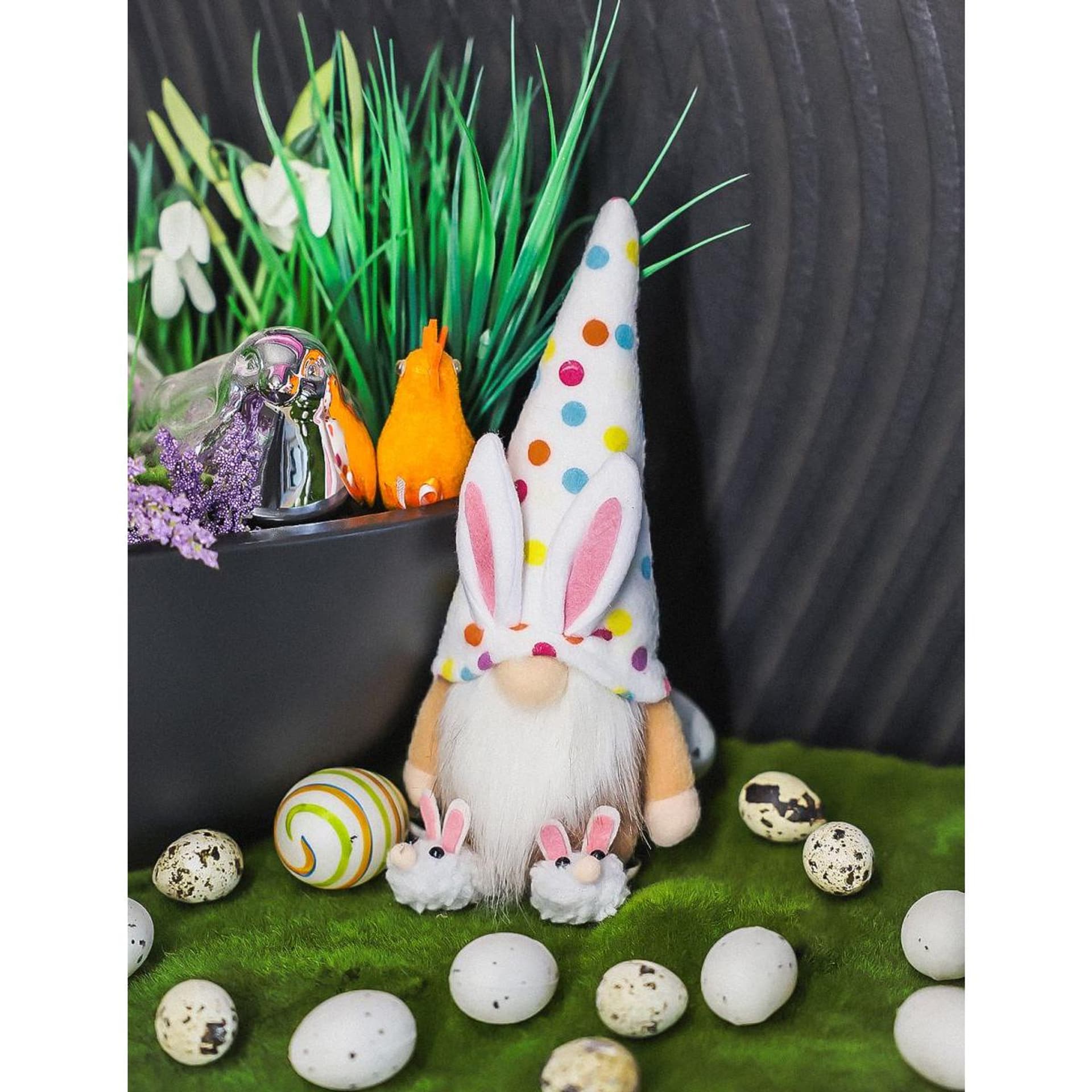 

SKRZAT GNOM ZAJĄCZEK 25CM W GROSZKI BOY DEKORACJA WIOSENNA 5902431052649