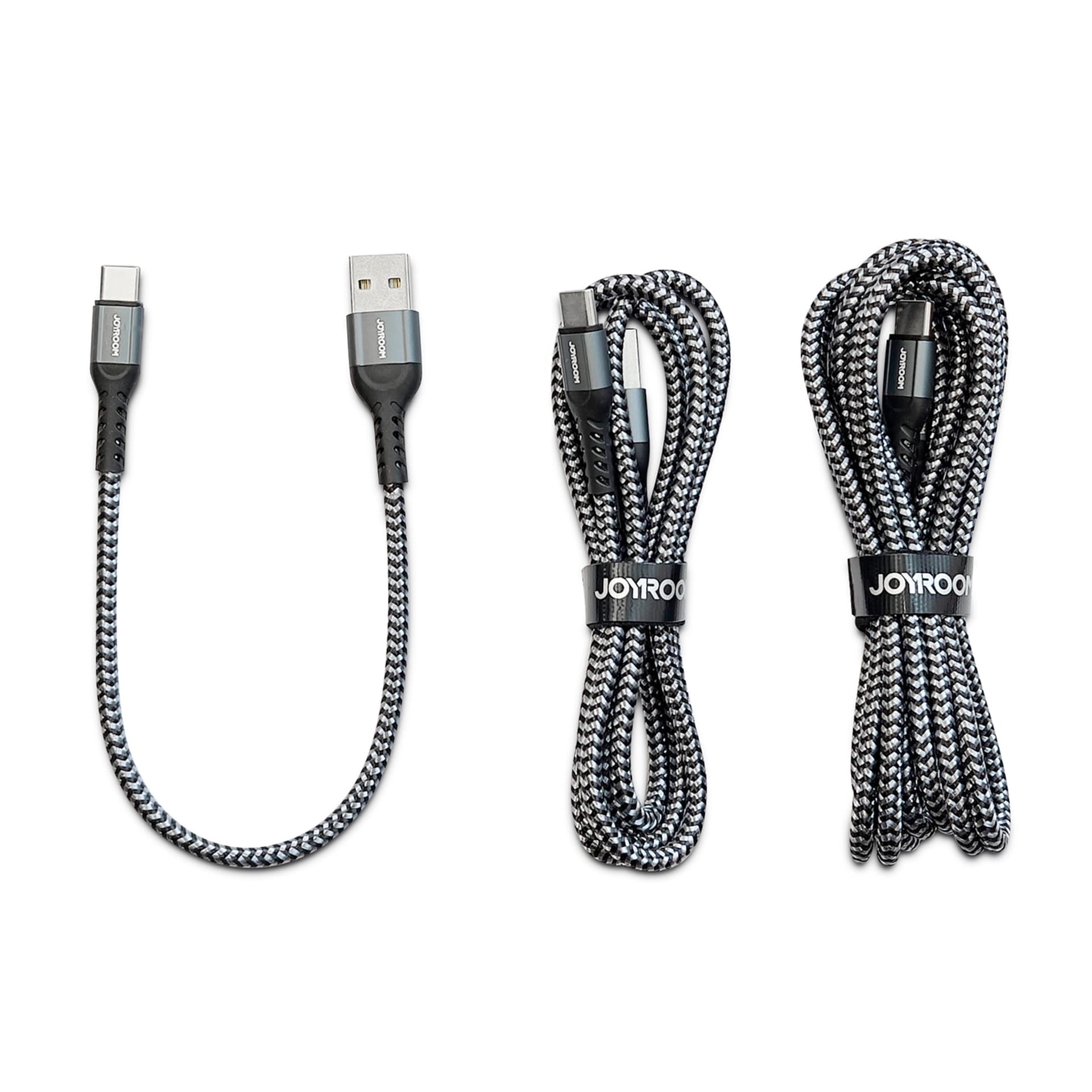 

Joyroom N10 King Kong series zestaw 3 x nylonowy kabel przewód USB - Typ C (0.25m + 1.2m + 2m) 3A szare, 0.25m + 1.2m + 2m) 3a szar