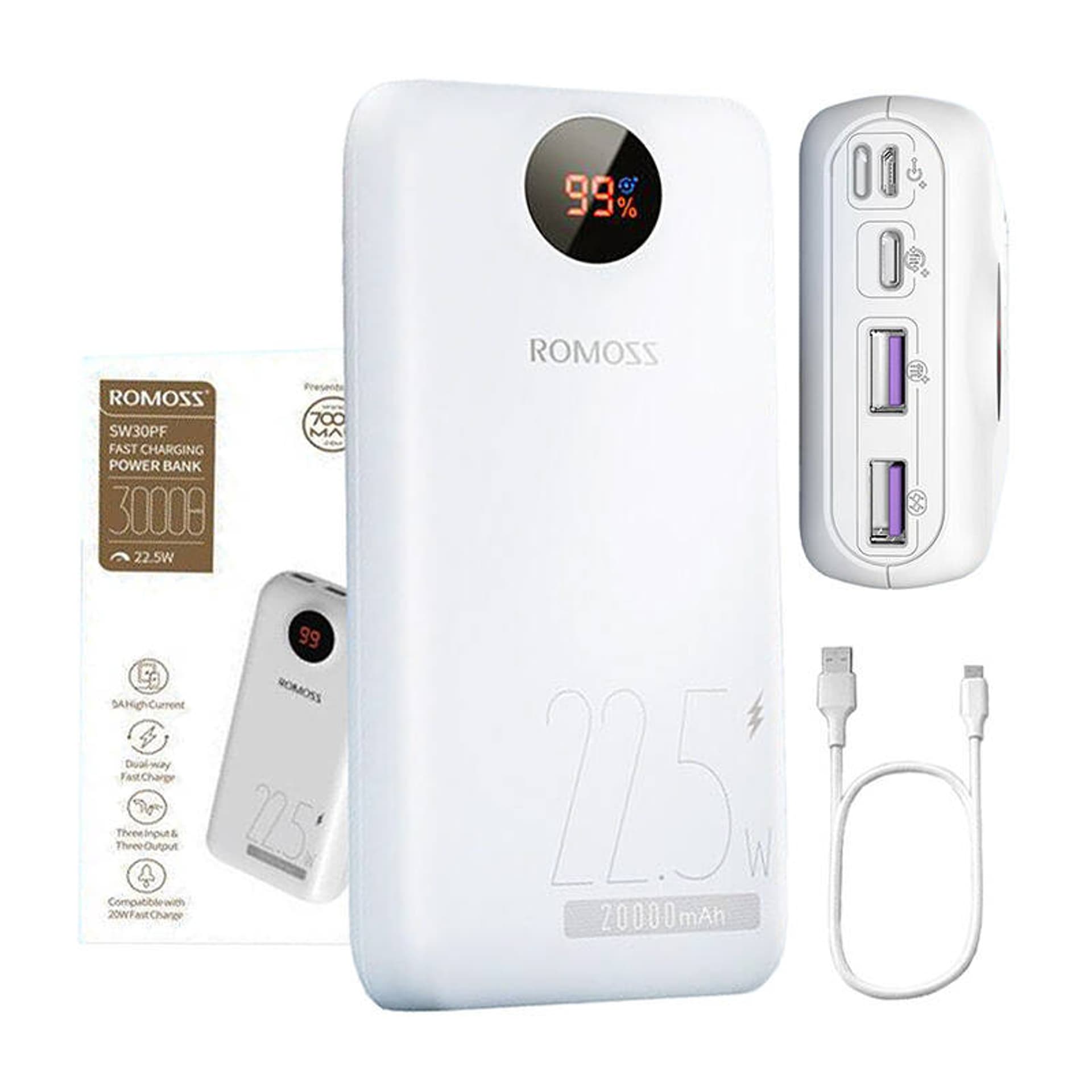 

Powerbank Romoss PSW30PF 30000mAh, 22.5W (biały)