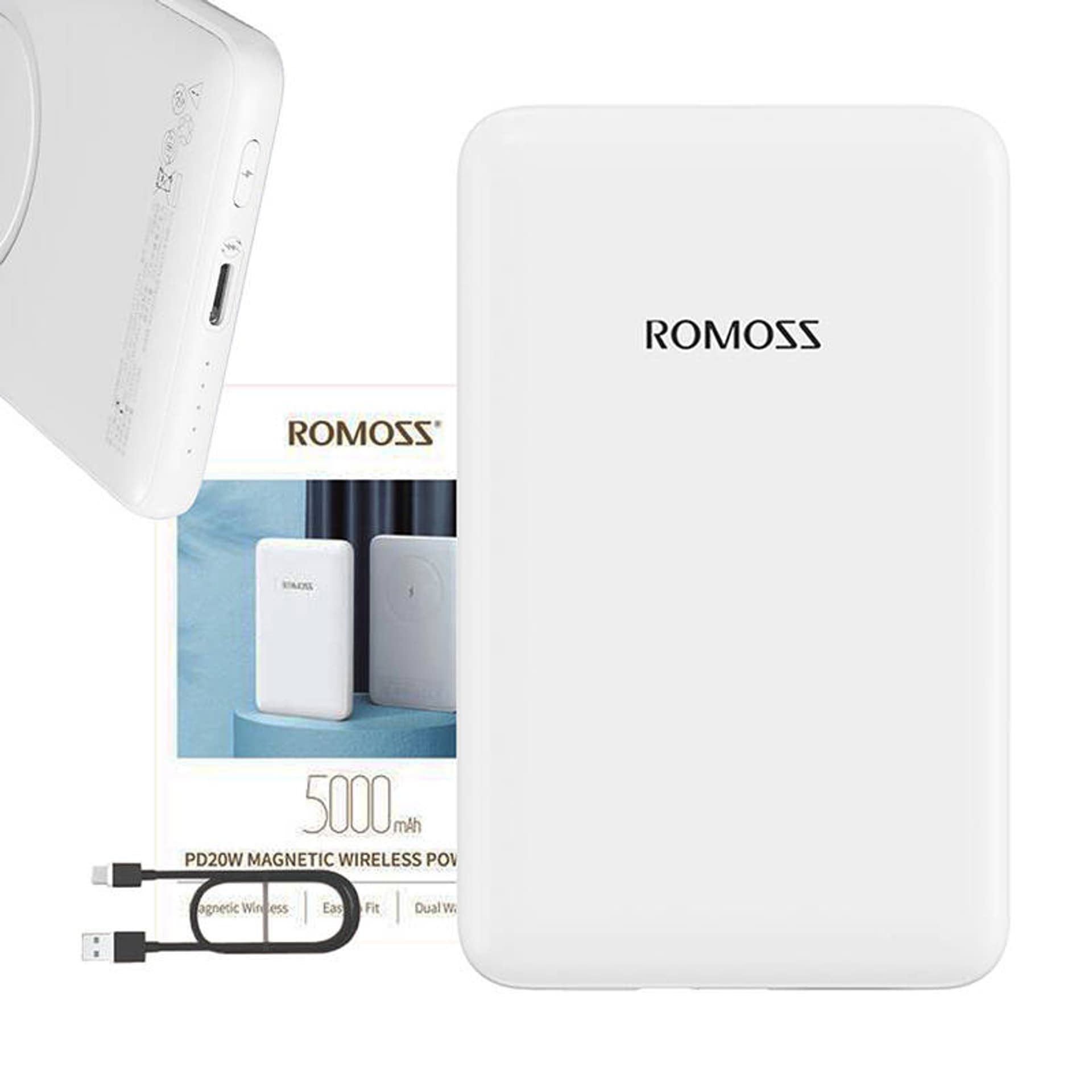 

Powerbank z ładowaniem indukcyjnym Romoss WS05, 5000mAh, Magsafe (biały)