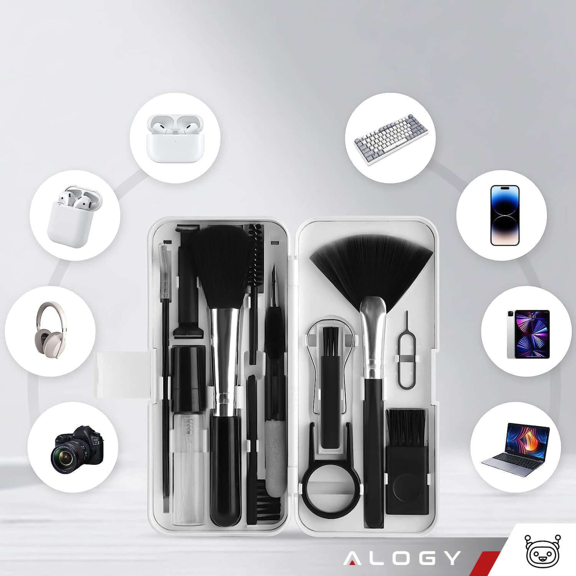 

Zestaw do czyszczenia klawiatury telefonu słuchawek 18w1 Wielofunkcyjny Szczotka Klucz do SIM Czyścik Alogy Set