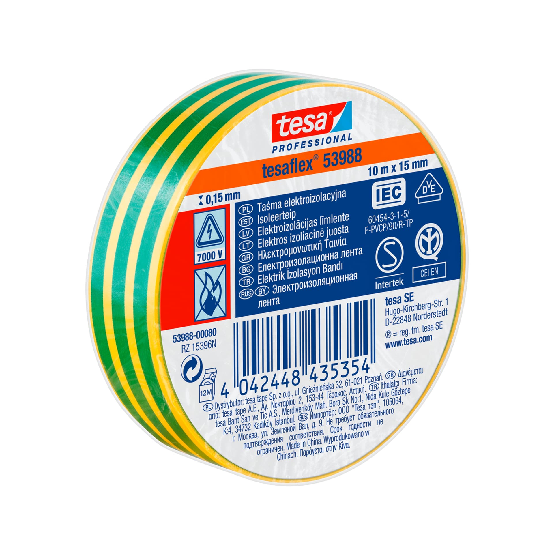

Taśma elektroizol.5000v pcw 10m:15mm zielono-żółta (h5394704)