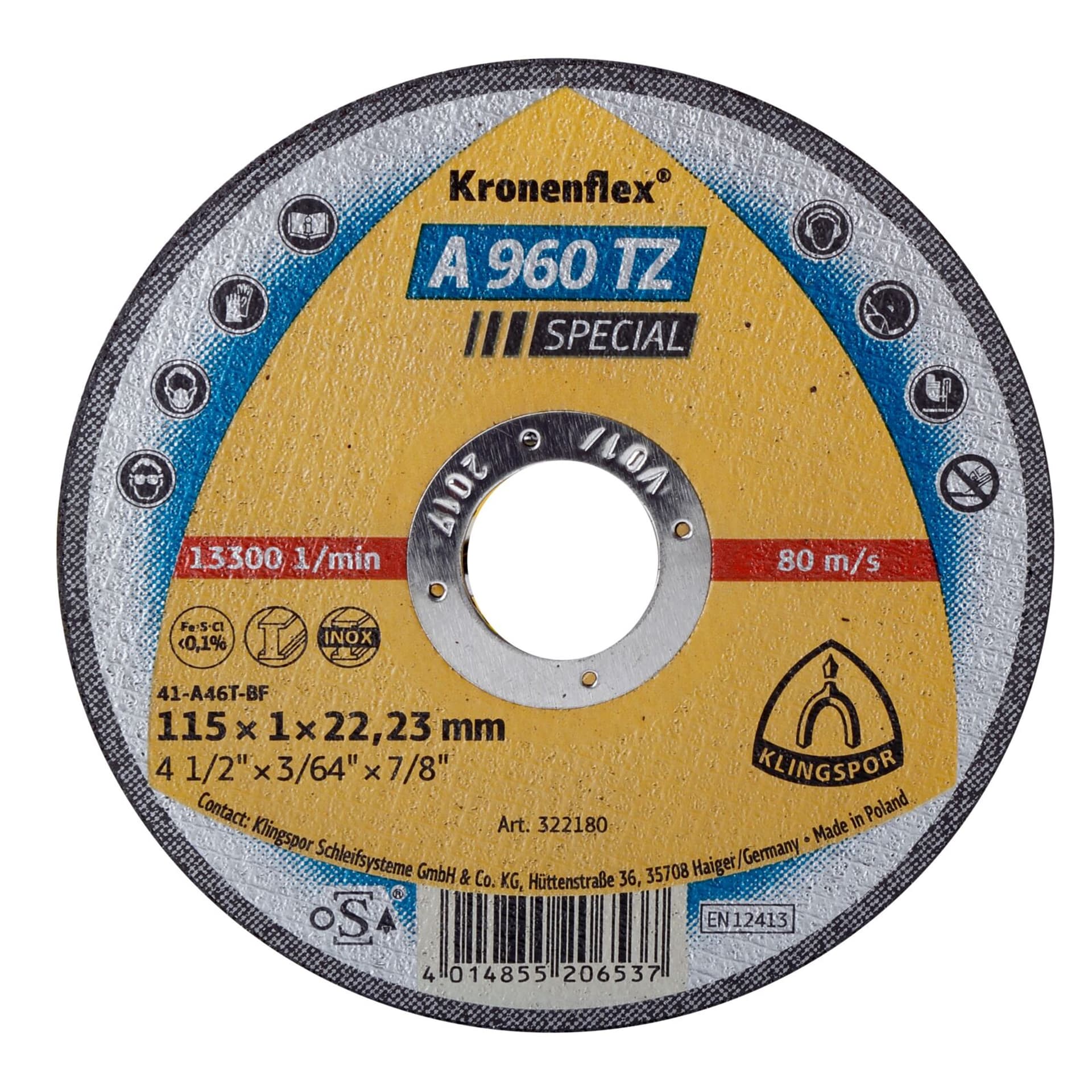 

TARCZA DO CIĘCIA-INOX,ST,N-FE A980TZ 125*0.8*22.2 WYP. SZT.1(PUD)