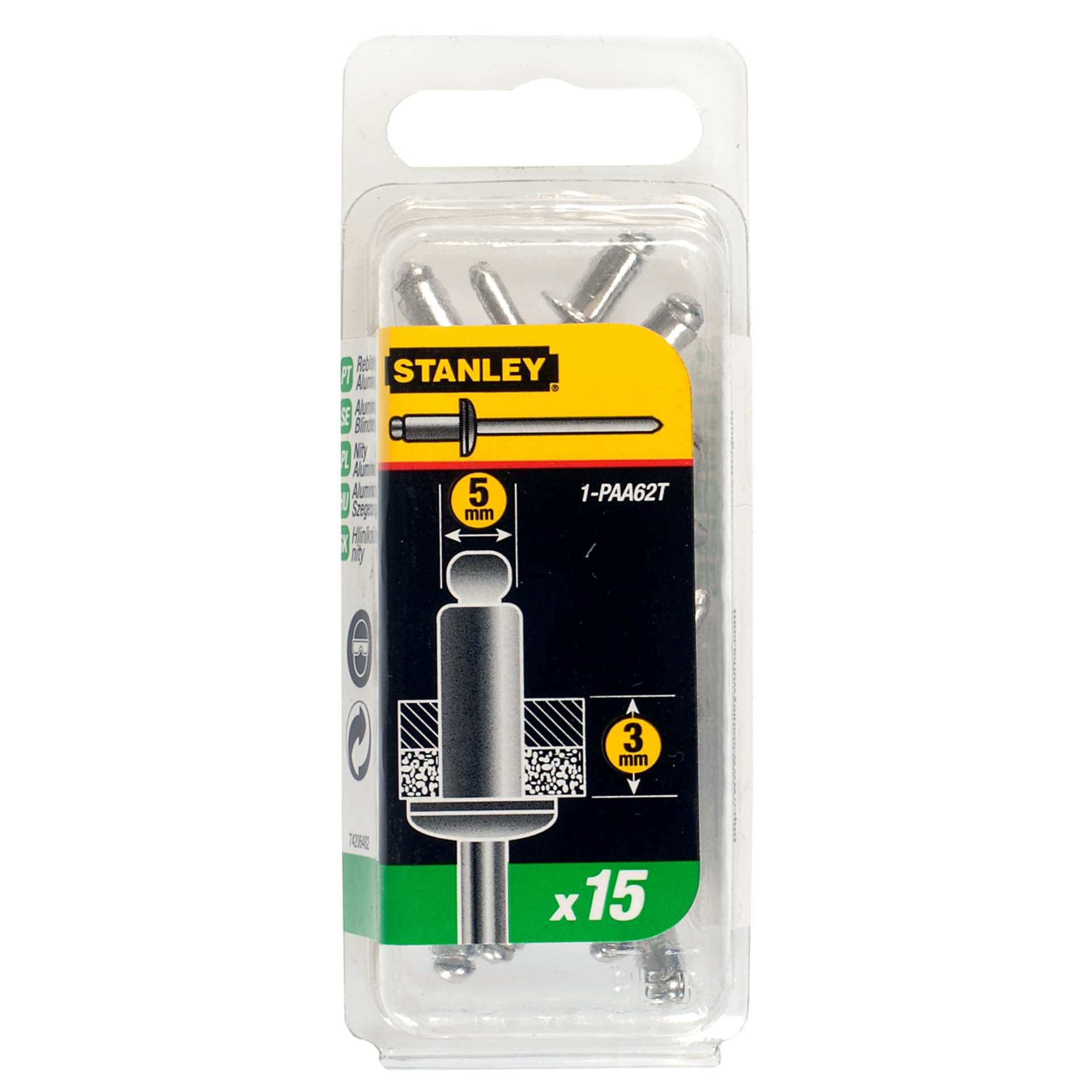 

PAA62T1 Nit aluminiowy 5x3mm, 15 sztuk Stanley