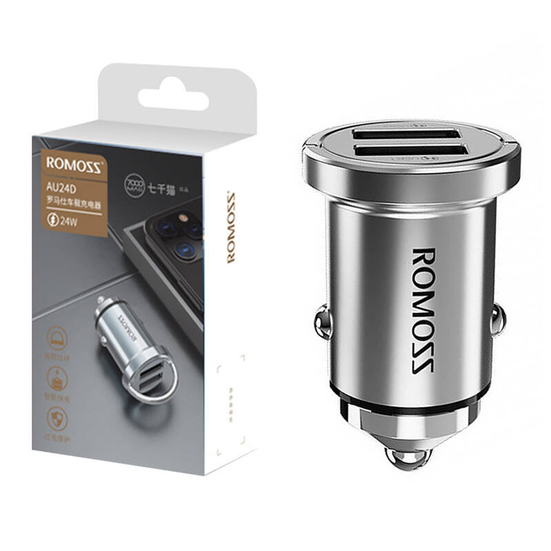 

Ładowarka samochodowa Romoss AT24D, 2x USB, 24W (srebrna)