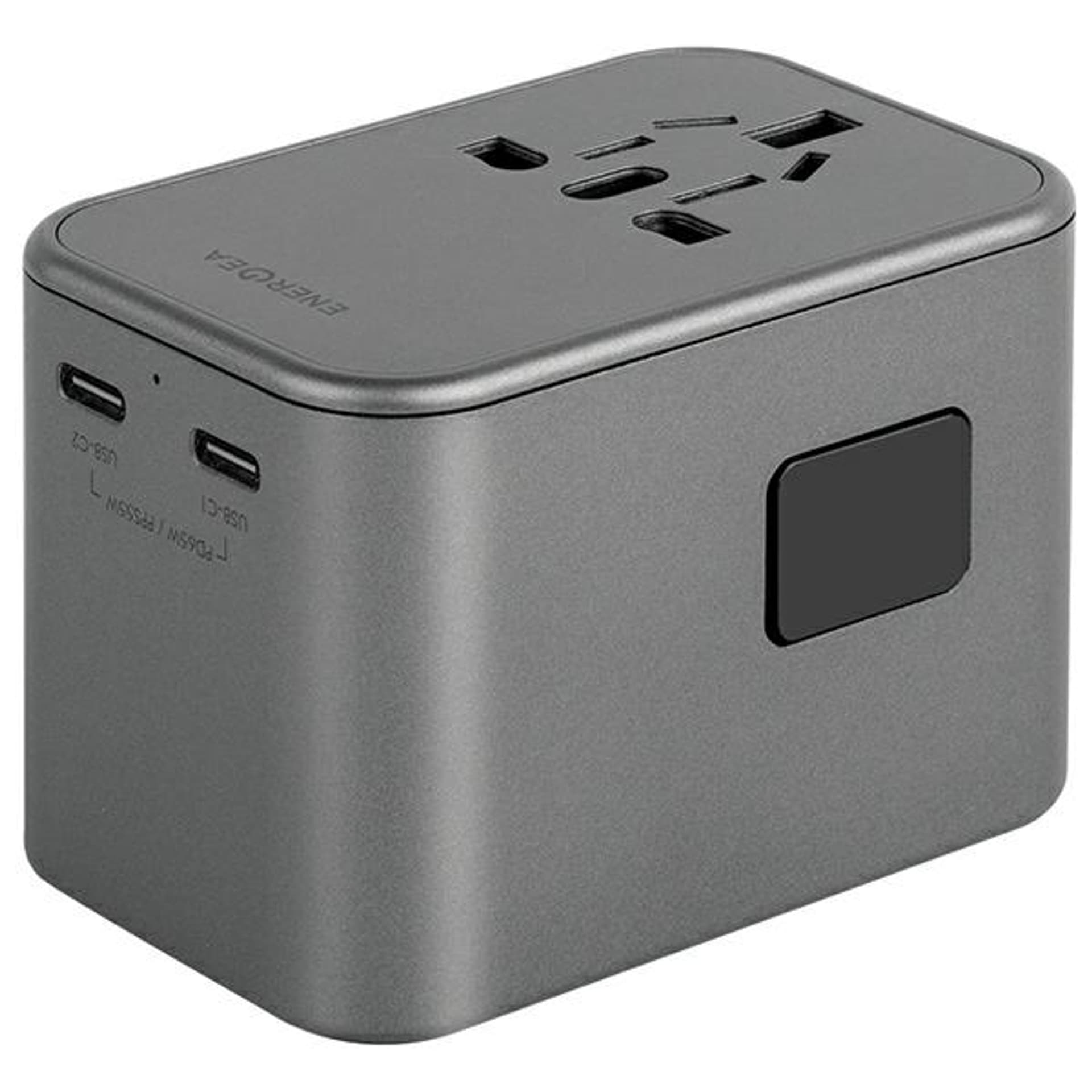 

ENERGEA ład. siec. 1xUSB+2xUSB-C PD-PPS-QC 3.0 65W 1A2C adapter 4w1 US/UA/EU/UK szary/gunmetal Travelworld Adapter GaN65W