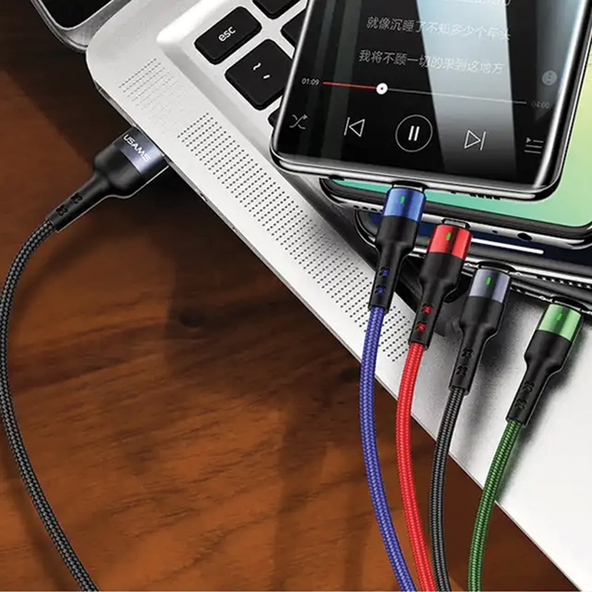 

USAMS Kabel pleciony U26 4w1 1.2m 2A Fast Charge (2xlightning/microUSB/USB-C) SJ317USB01 (US-SJ317)