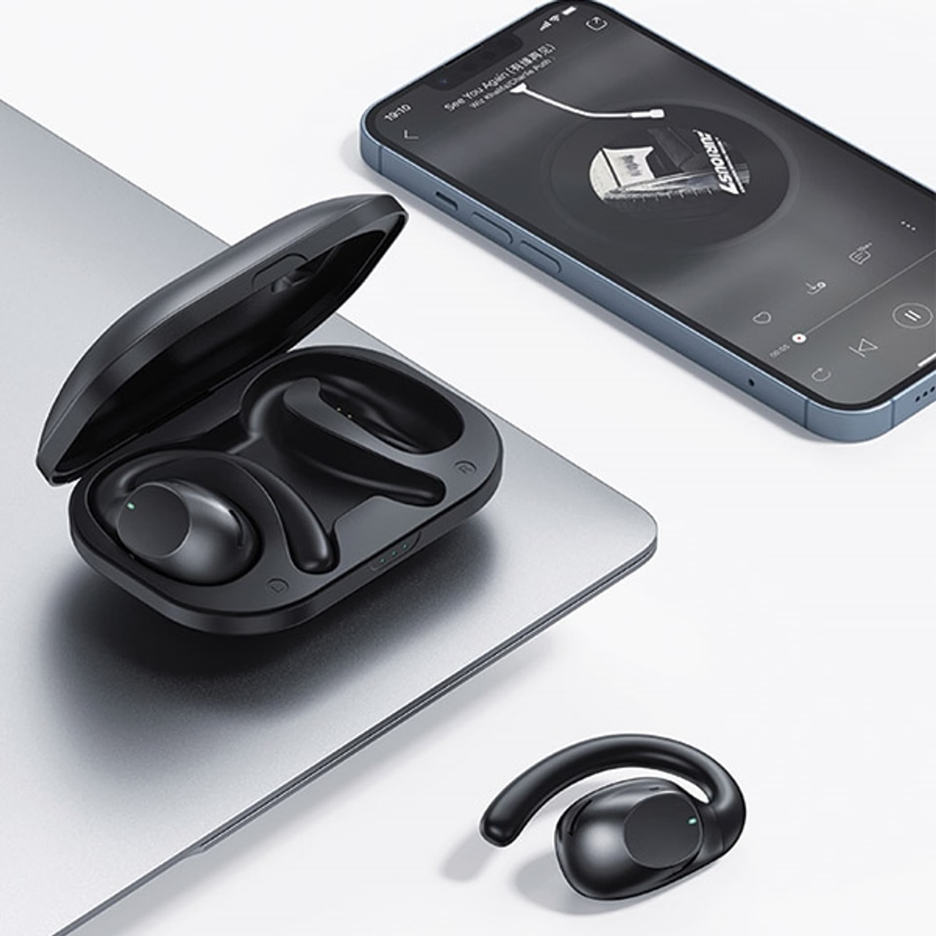

USAMS Słuchawki Bluetooth 5.3 TWS EM Series OWS bezprzewodowe czarne/black BHUEM01