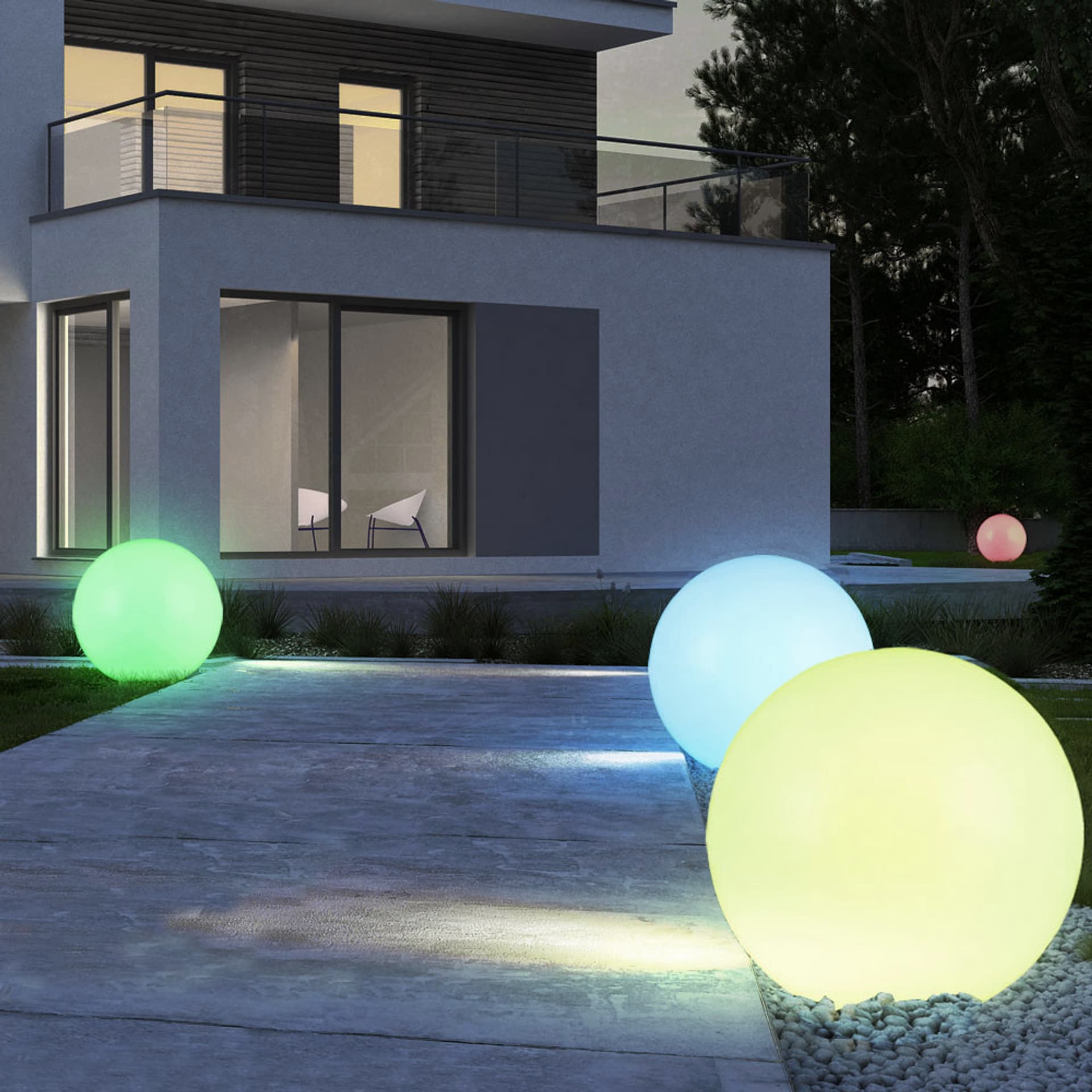 

Solarna lampa wolnostojąca ogrodowa GB167 - kula 30x30x63cm, kolorowy LED