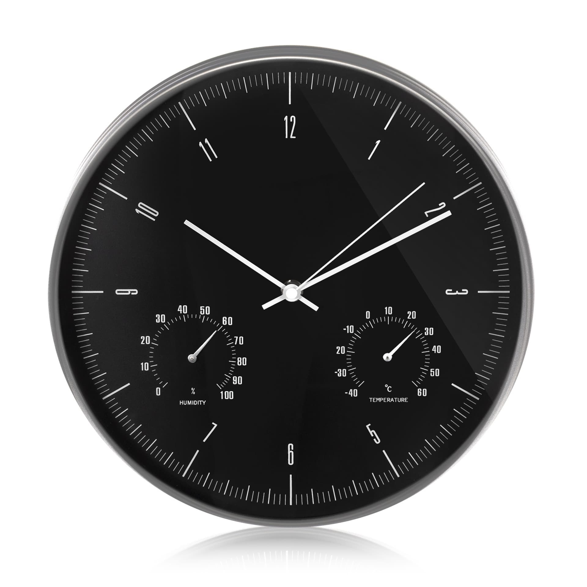 

Zegar ścienny srebrny 12'' 30cm z termometrem i higrometrem CE60 S