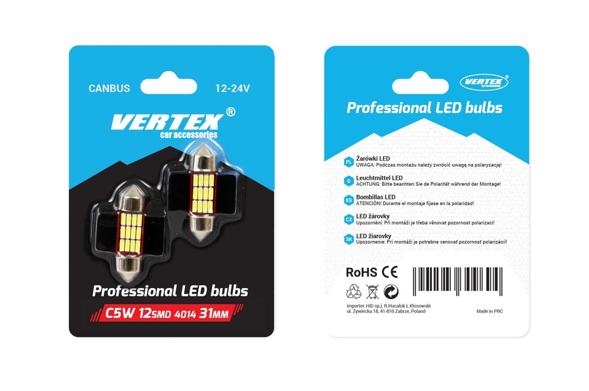 

Żarówki led canbus 4014 12smd festoon c5w c10w c3w 31mm white 12v 24v amio-01631