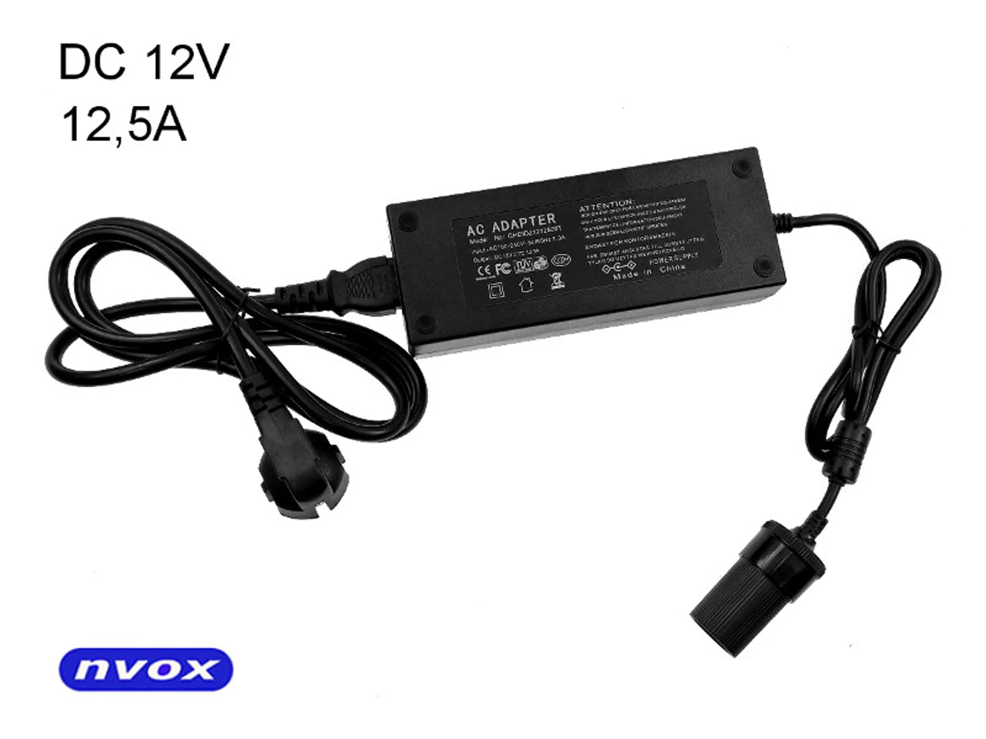

Zasilacz stabilizowany z gniazdem zapalniczki 12V o mocy 150W... (NVOX 125A12V)