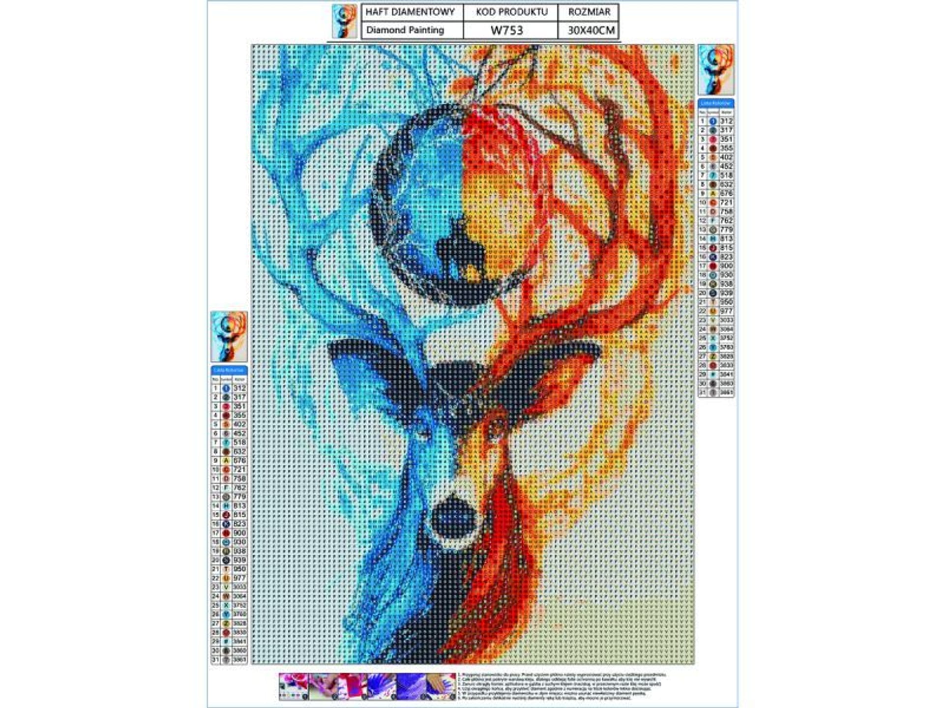 

Haft Diamentowy, Obraz, Mozaika Diamentowa Diamond Painting, JELEŃ 30x40cm