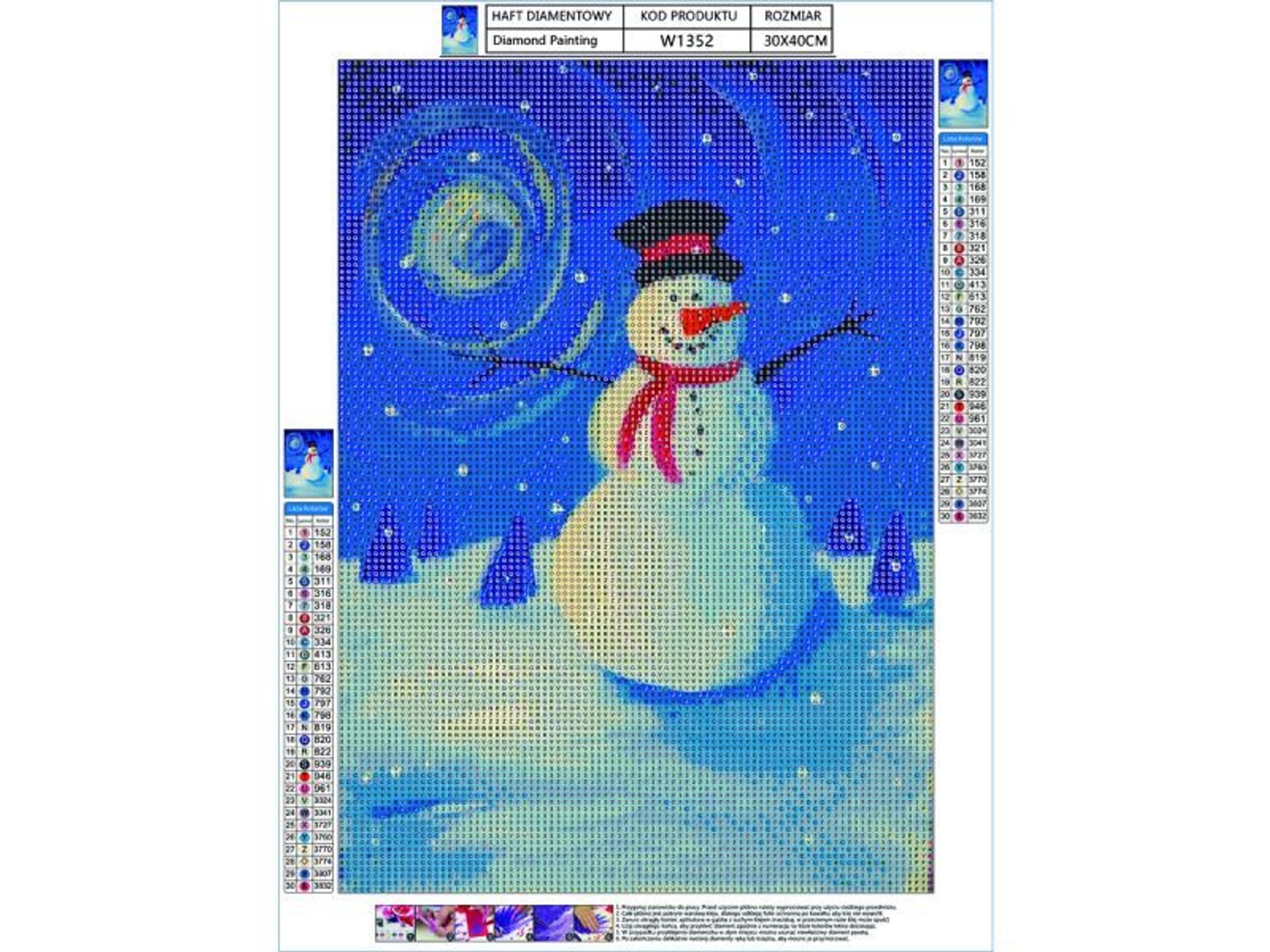 

Haft Diamentowy, Obraz, Mozaika Diamentowa Diamond Painting, BAŁWANEK 30x40cm