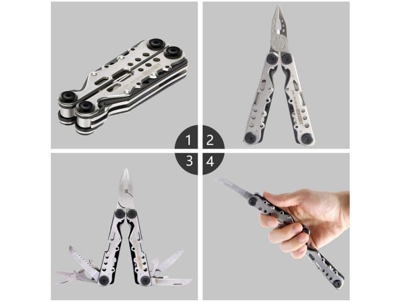 

Narzędzie Wielofunkcyjne Jakemy Multitool 10w1 - Kombinerki, Nóż, Piła, Karta Przeżycia