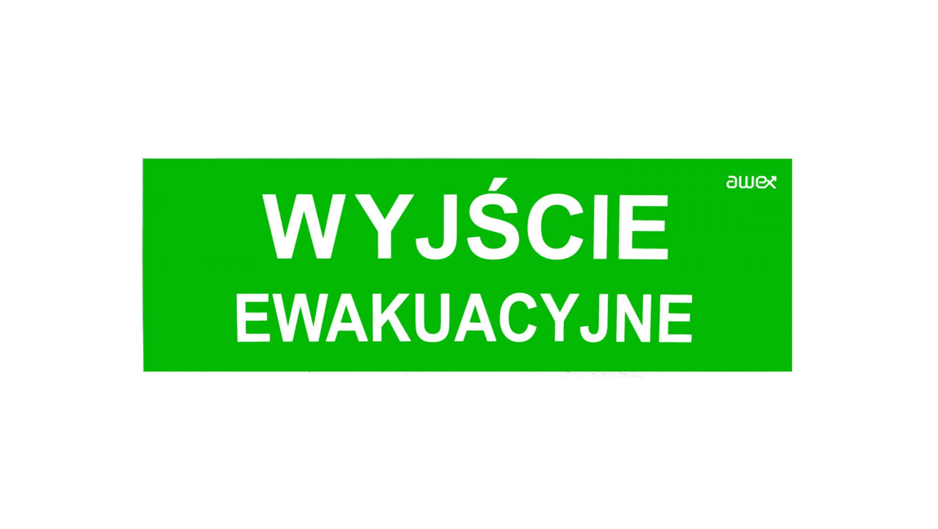 

Piktogram 100x300 PM21 wyjście ewakuacyjne logo awex (ISO7010)