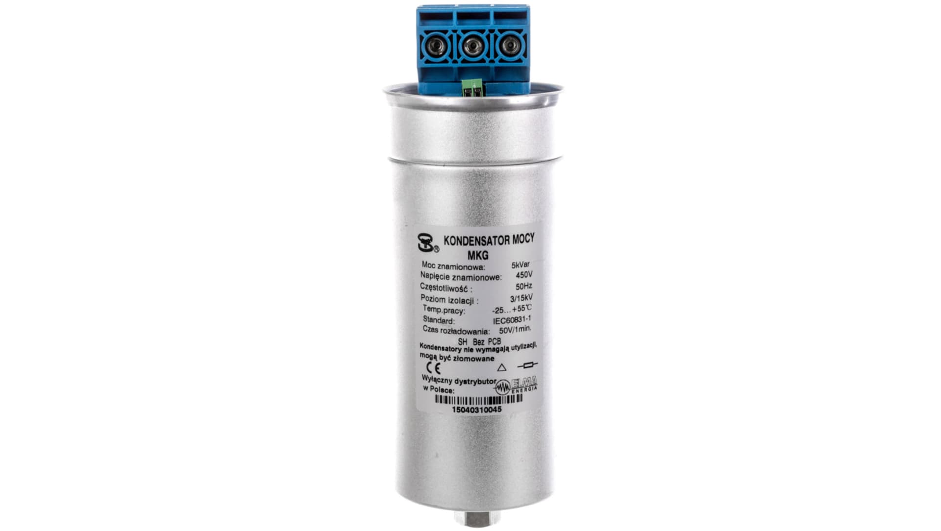 

Kondensator gazowy MKG niskich napięć 5kVar 450V KG MKG-5-450