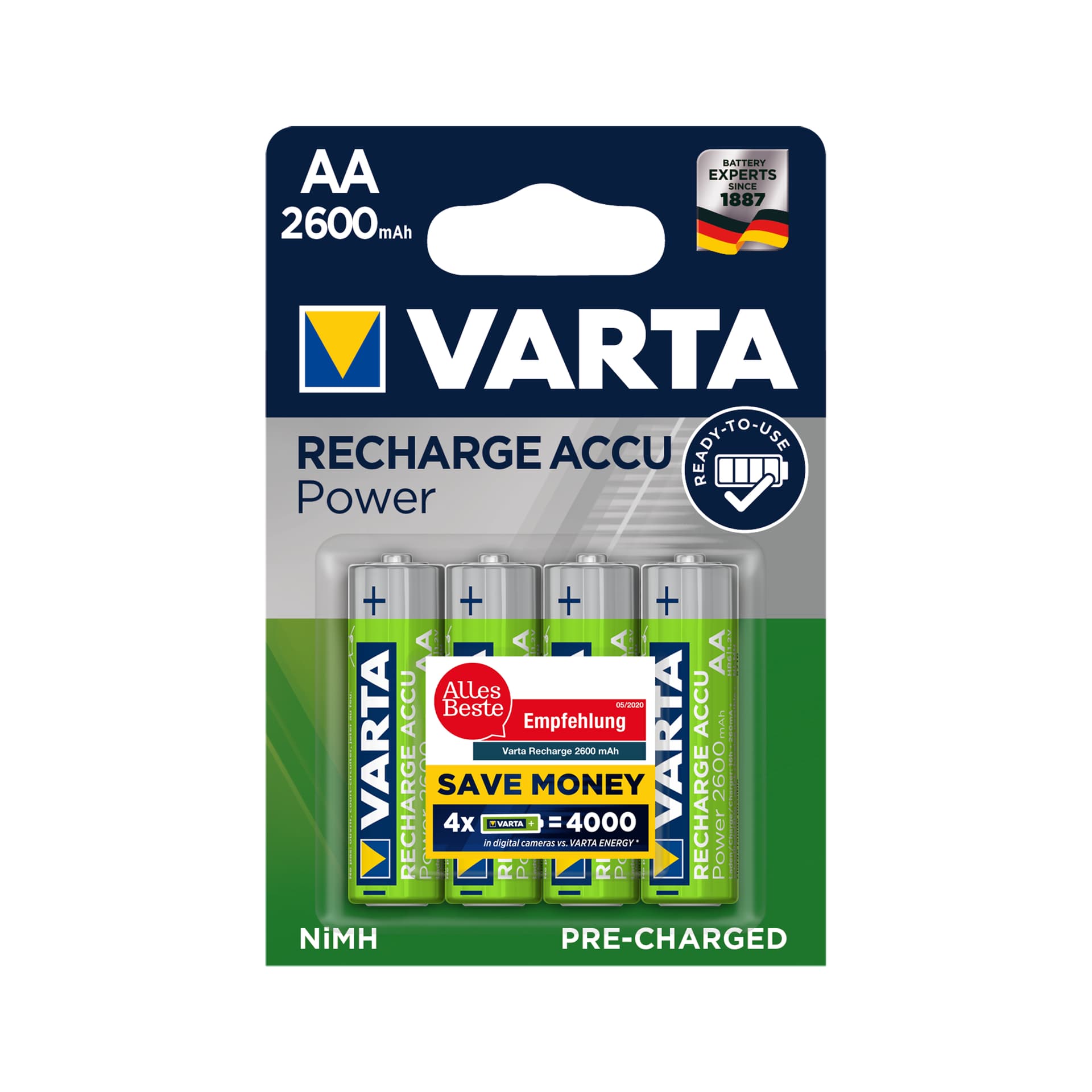 

Zestaw akumulatorków AA VARTA Ready2Use 5716101404 (2600mAh ; Ni-MH)