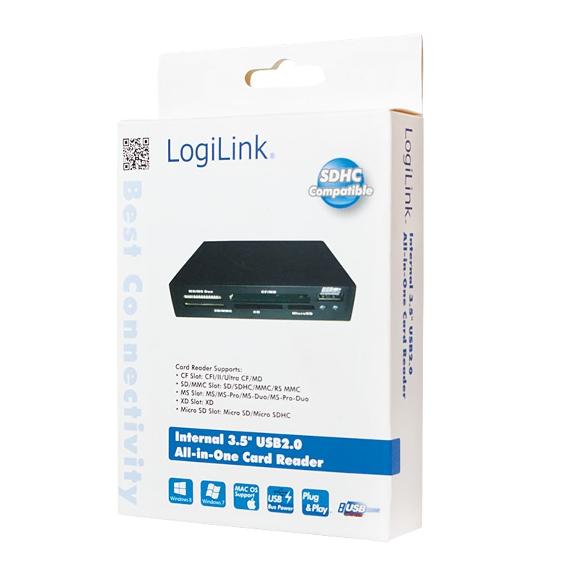

Czytnik kart pamięci, USB2.0, wewnętrzny 3,5"