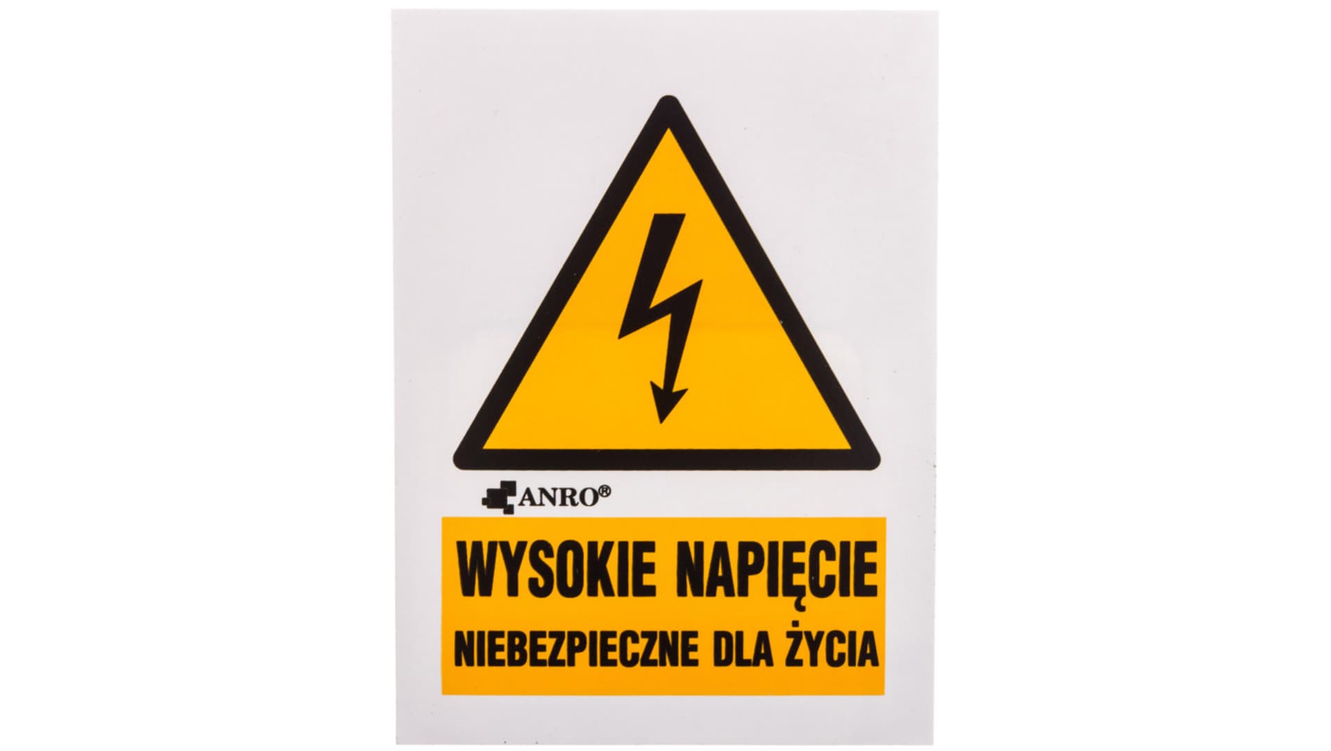 

Samoprzylepna tabliczka ostrzegawcza /WYSOKIE NAPIĘCIE NIEBEZPIECZNE DLA ŻYCIA 52X74/ 3EOA/Q1/F