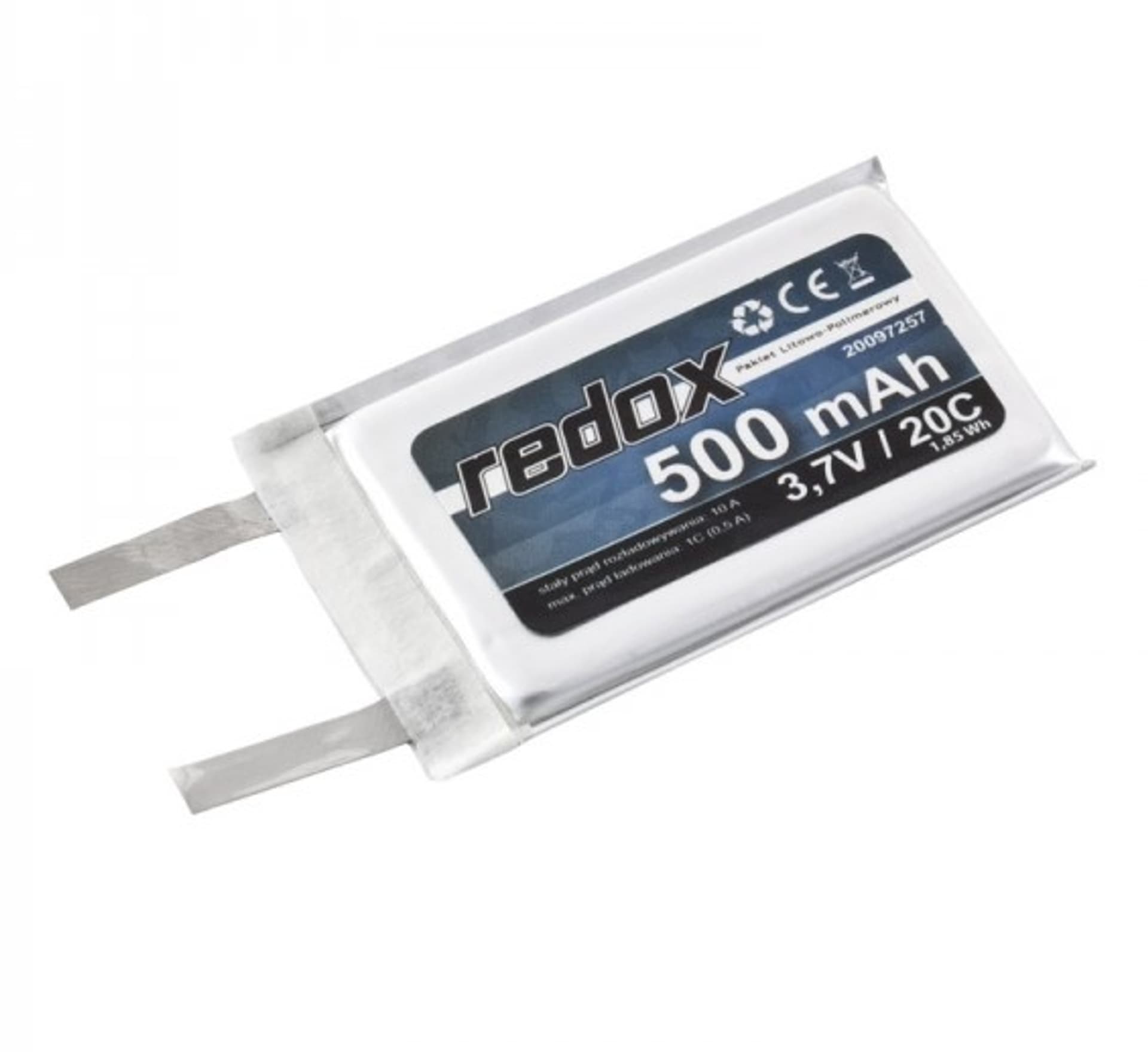 

Pojedyncze Ogniwo Redox LiPo 3,7V 500mAh 20c Redox 500 mAh 3,7V 20C (BEZ KON.)