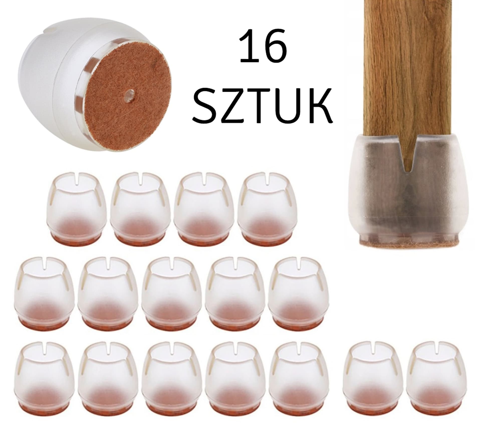 

AG562F Nakładki nogi meble 16szt 12-16mm