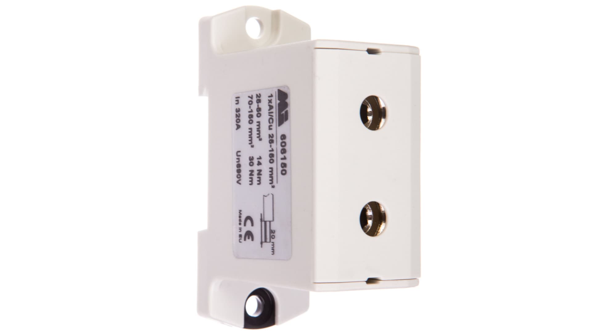 

Złączka szynowa 1-torowa 25-150mm2 szara EURO OTL 150 1xAl/Cu 606150