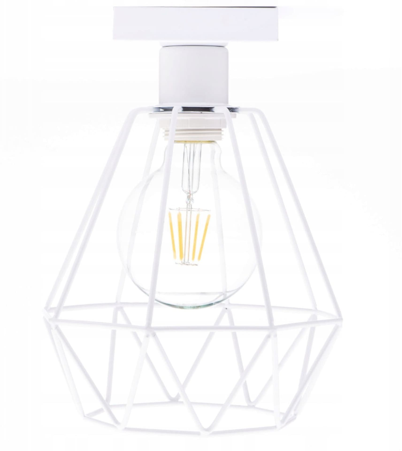 

Lampa sufitowa mały biały plafon diament metalowy