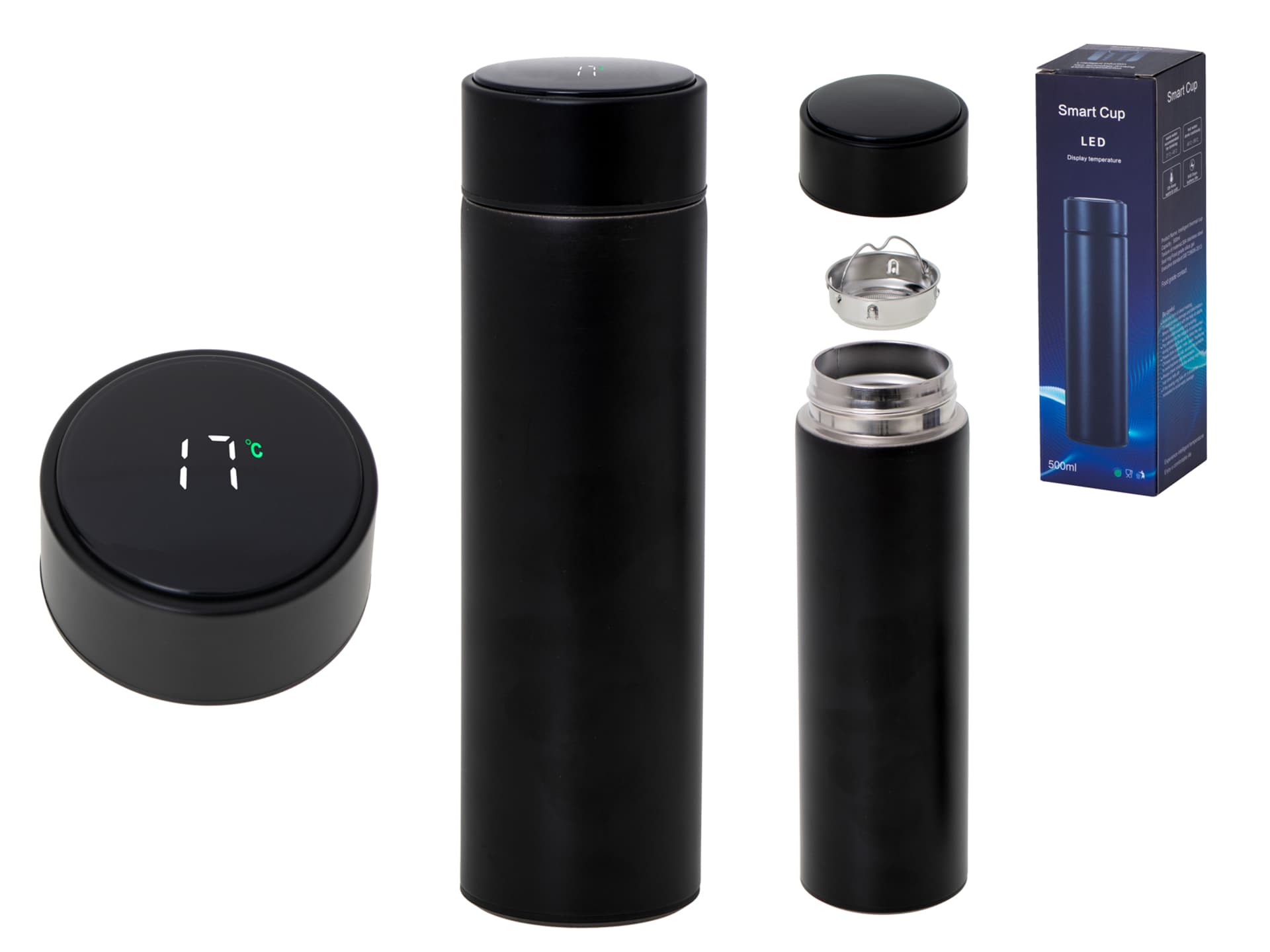 

Kubek bidon termiczny termos smart LED 500ml czarny
