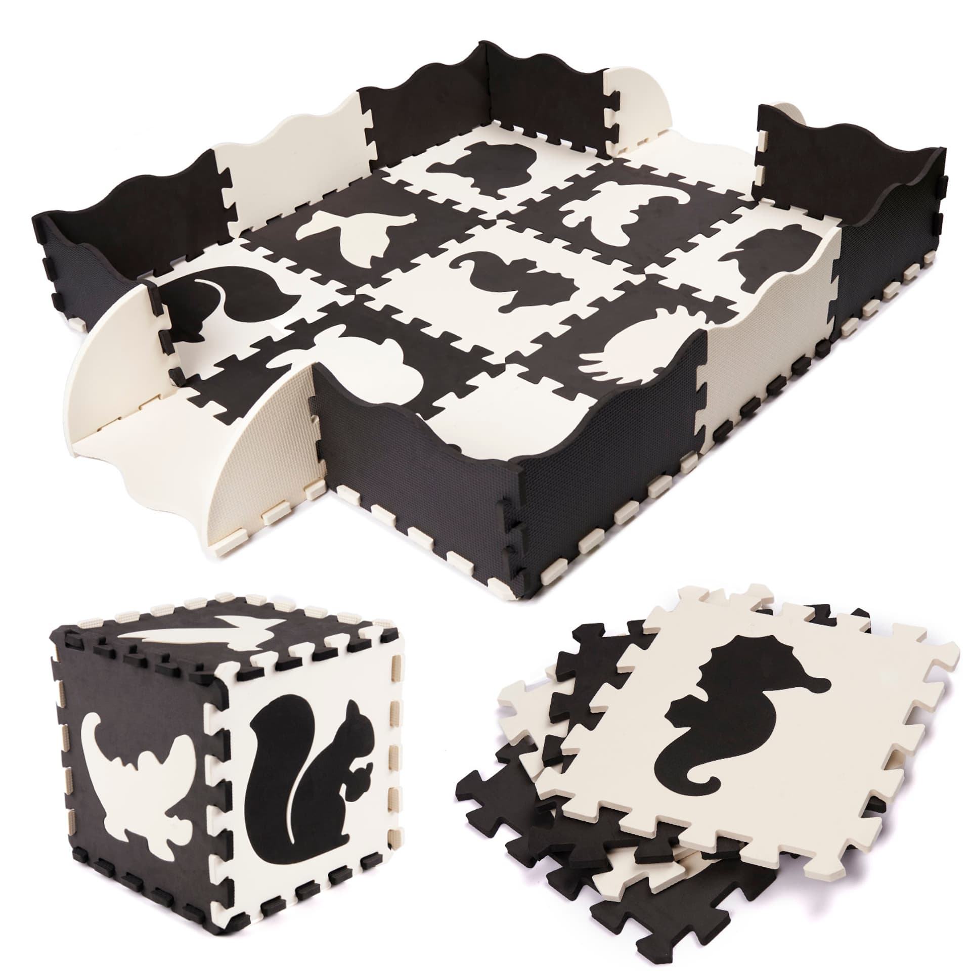 

Puzzle piankowe mata kojec dla dzieci 25 elementów czarno-białe
