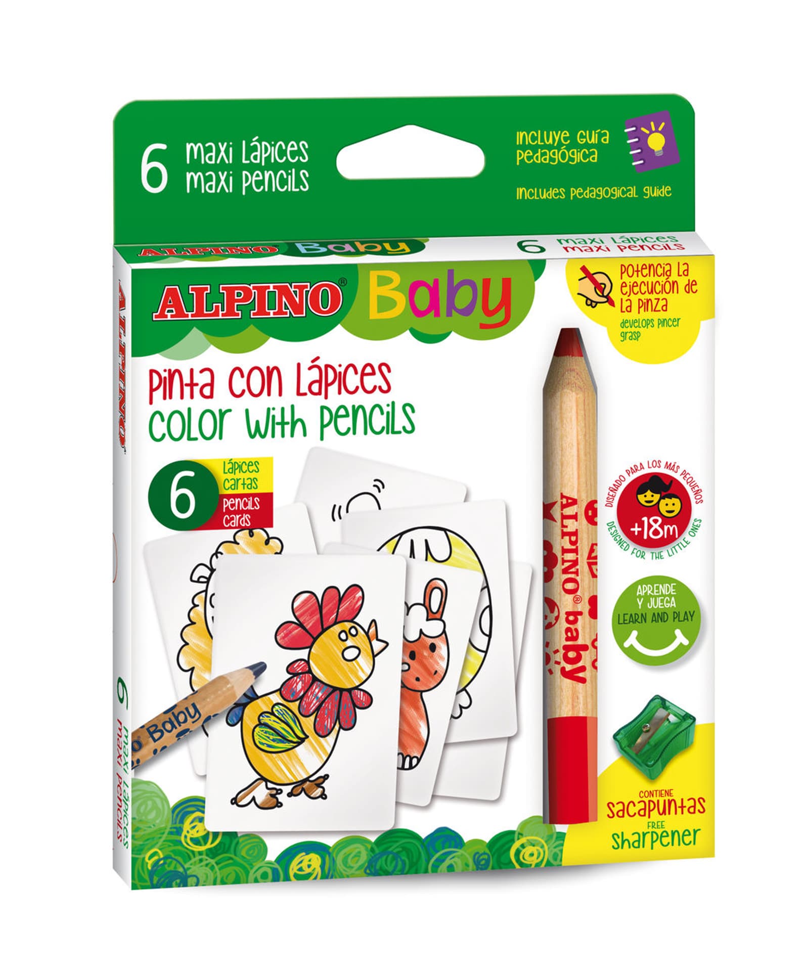 

ALPINO BABY Kredki ołówkowe grube 6 kolor + karty farma