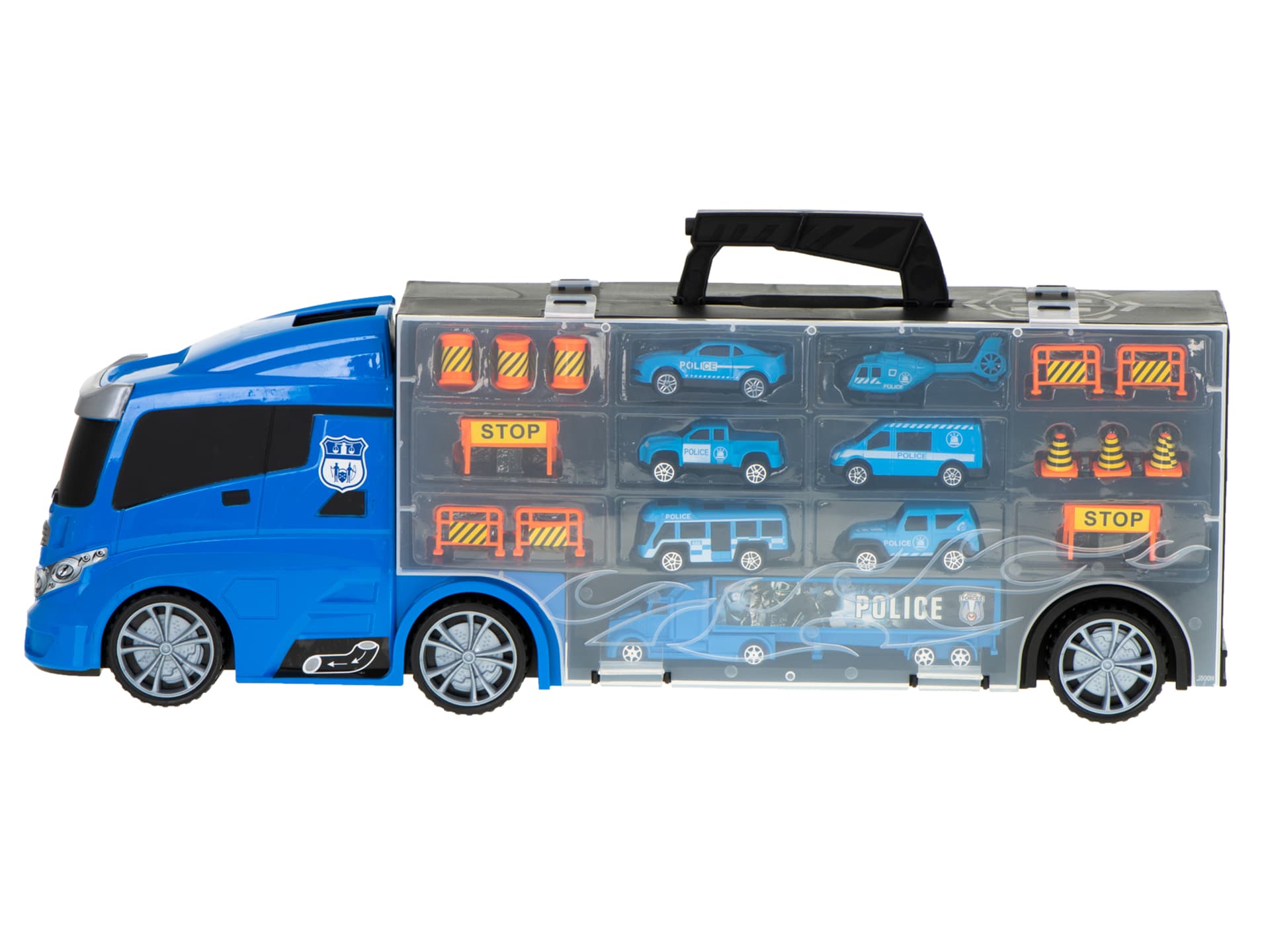 

Transporter ciężarówka TIR wyrzutnia w walizce + 7 aut policja