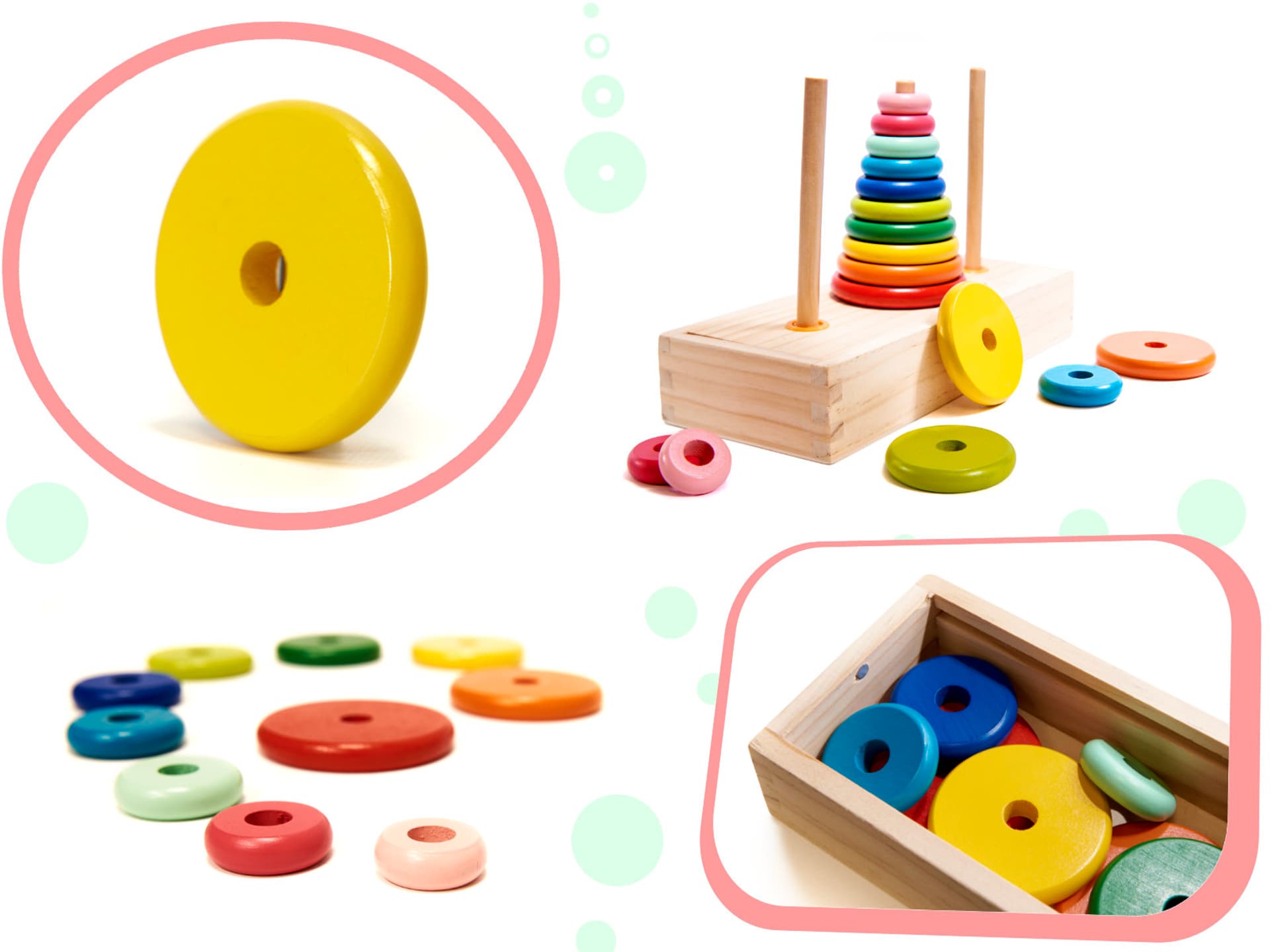 

Piramida drewniana z podstawą wieża sorter tęczowa