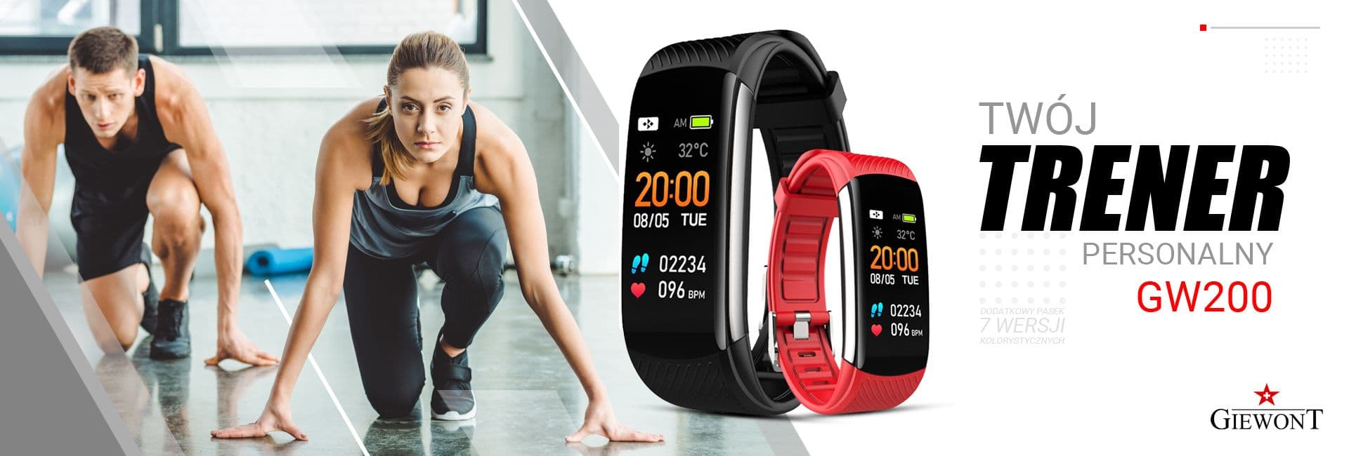 

Smartband Giewont Czarny GW200-1 + Pasek Czerwony