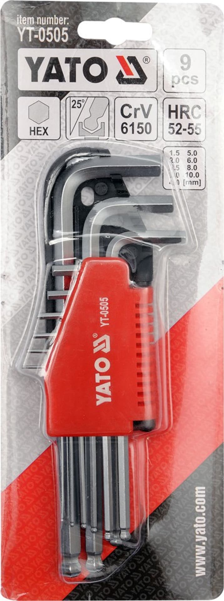 

KLUCZE HEX KULKA ZESTAW 9-CZĘŚCIOWY 1,5-10MM
