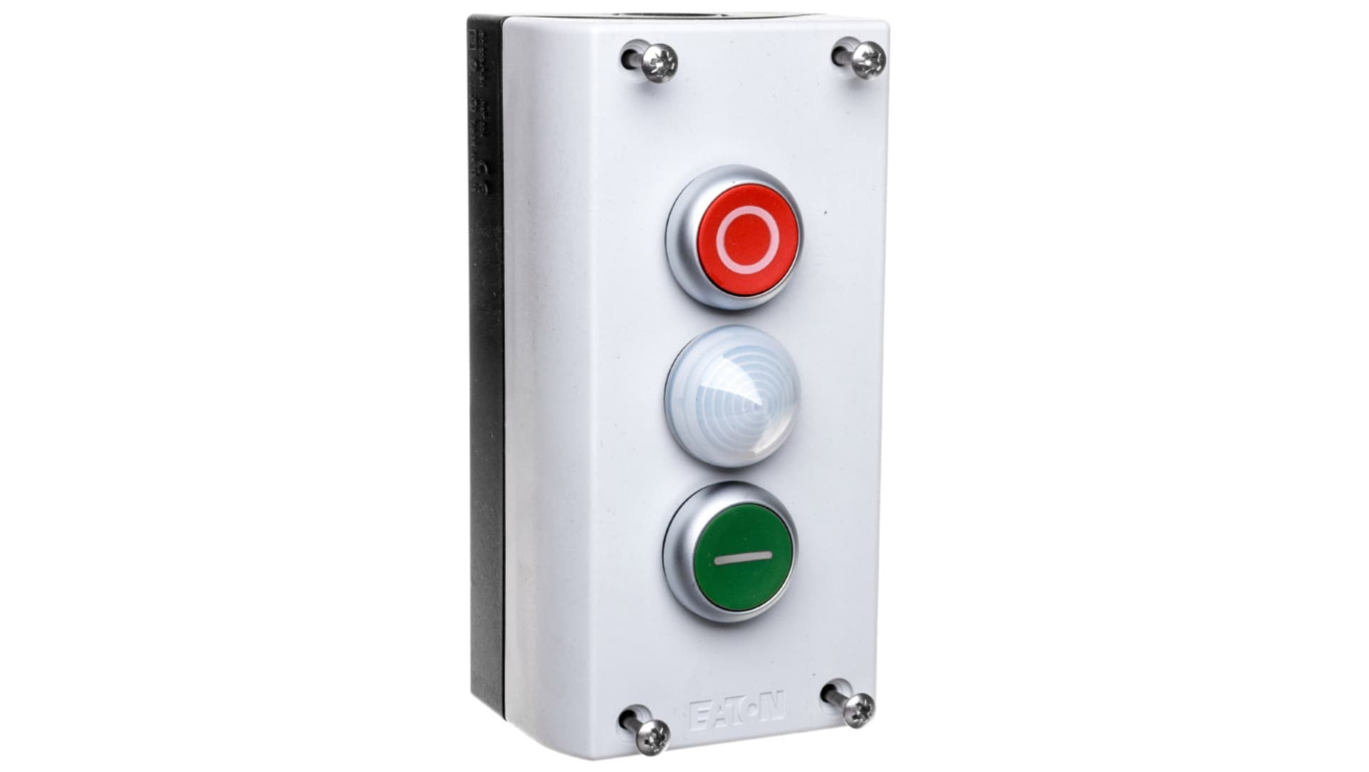 

Kaseta sterownicza 3-otworowa START/STOP/lampka biała 2Z 2R szara IP67 M22-I3-M2 216533