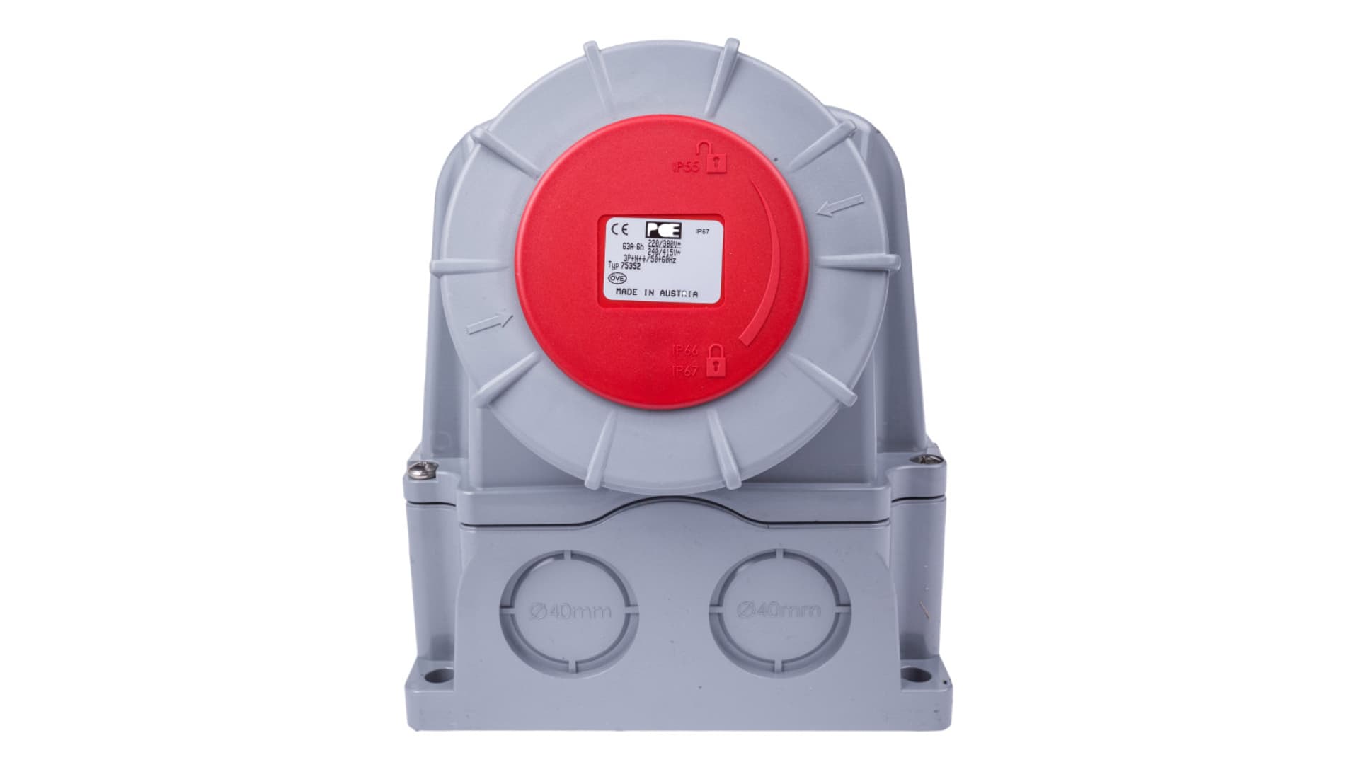 

Gniazdo stałe z wyłącznikiem 0-1 duże 63A 5P 400V IP67 /blokada mechaniczna/ 75352-6