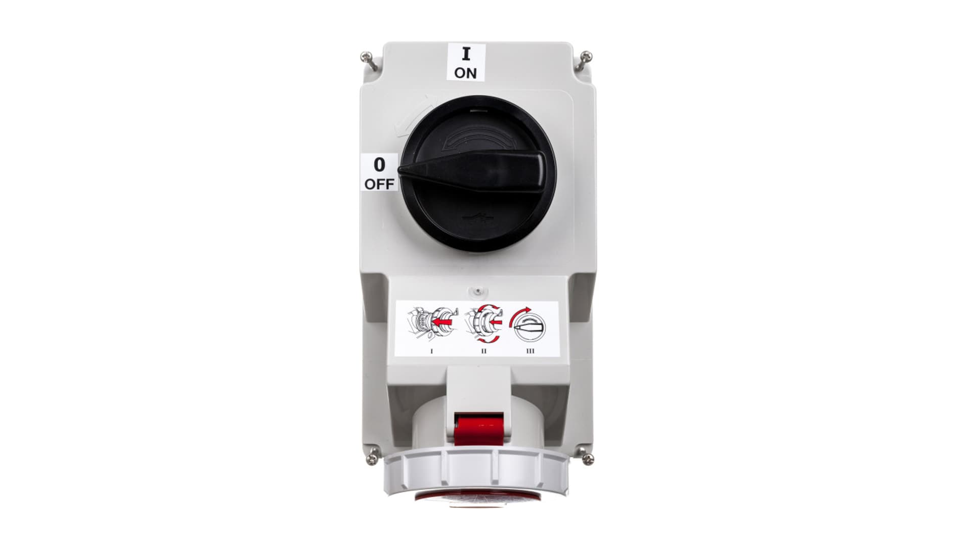 

Gniazdo stałe z wyłącznikiem 0-1 duże 32A 5P 400V IP67 /blokada mechaniczna/ 75252-6