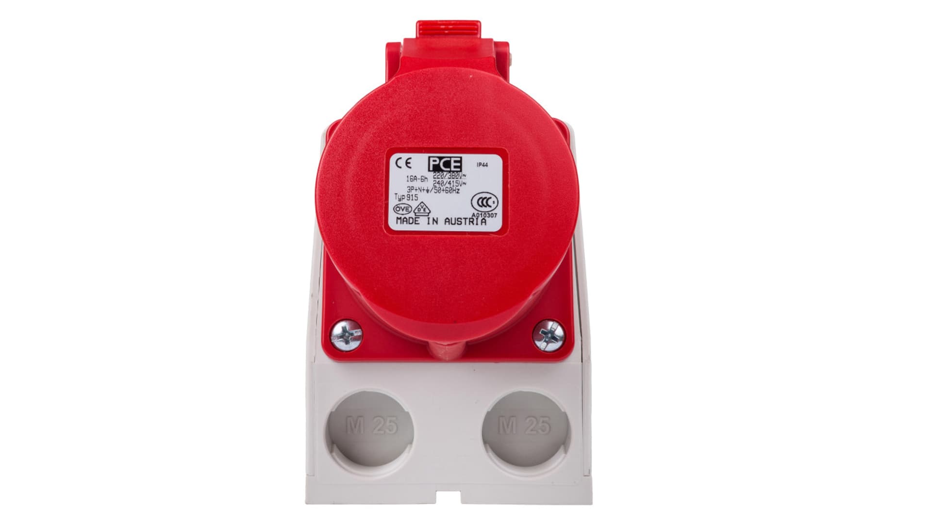 

Gniazdo KOMBI z rozłącznikiem 0-1 M25 16A 5P 400V czerwone IP44 915-6w