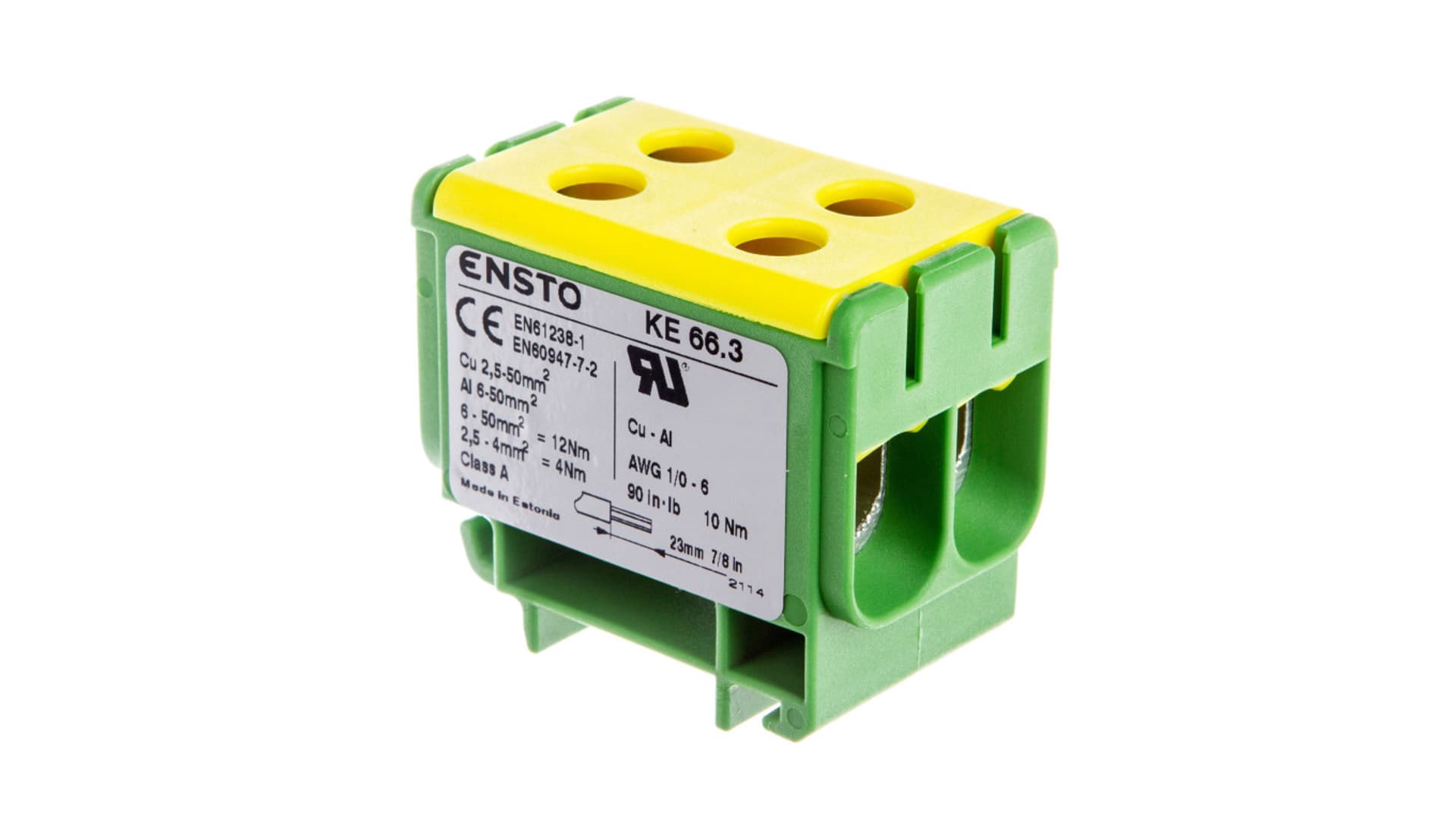 

Zacisk rozdzielczy żółto/zielony Al/Cu 6-50mm2 KE-66.3