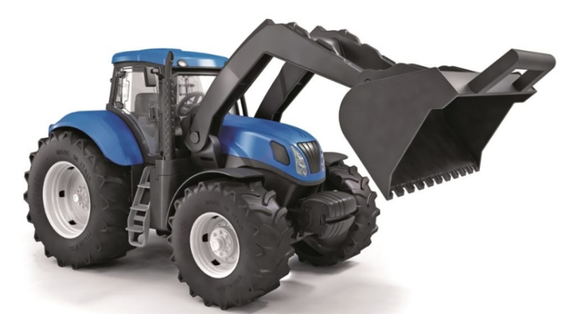 

DUŻY TRAKTOR NEW HOLLAND Z ŁYŻKĄ OTWIERANE DRZWI 1:16