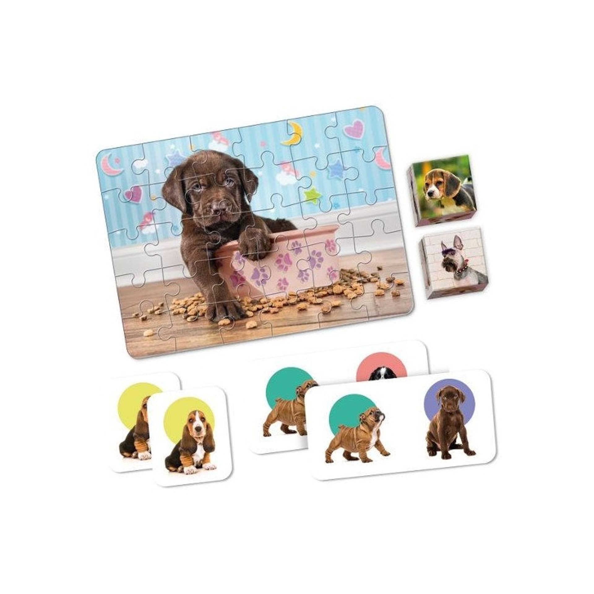 

EDU KIT PIESKI PUPPIES MEMO DOMINO KOSTKI PUZZLE